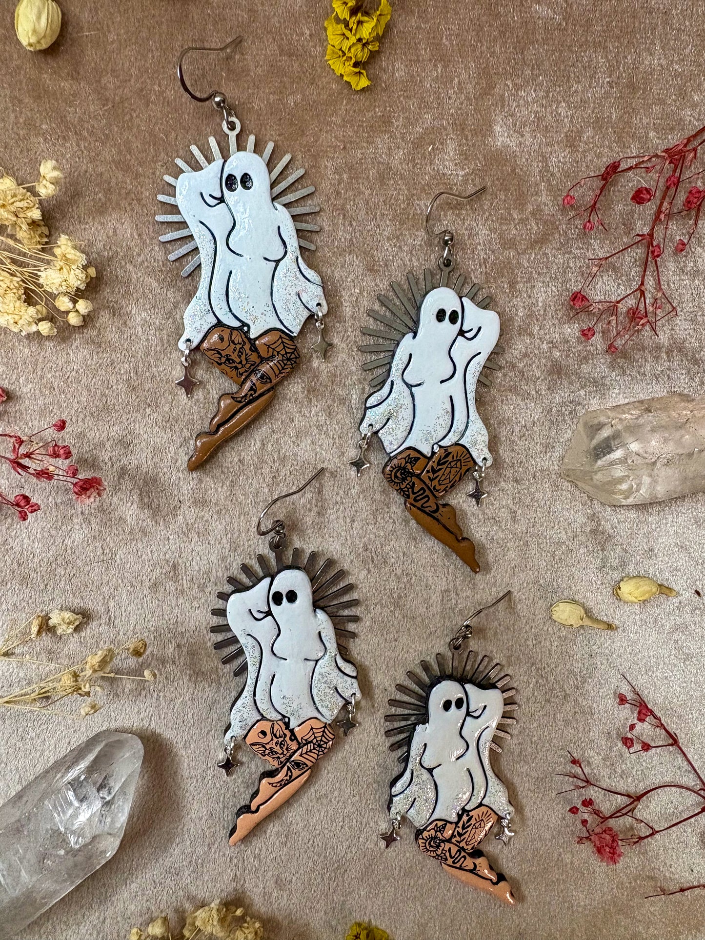 Pin-up Ghost (Silver) Girl Earrings