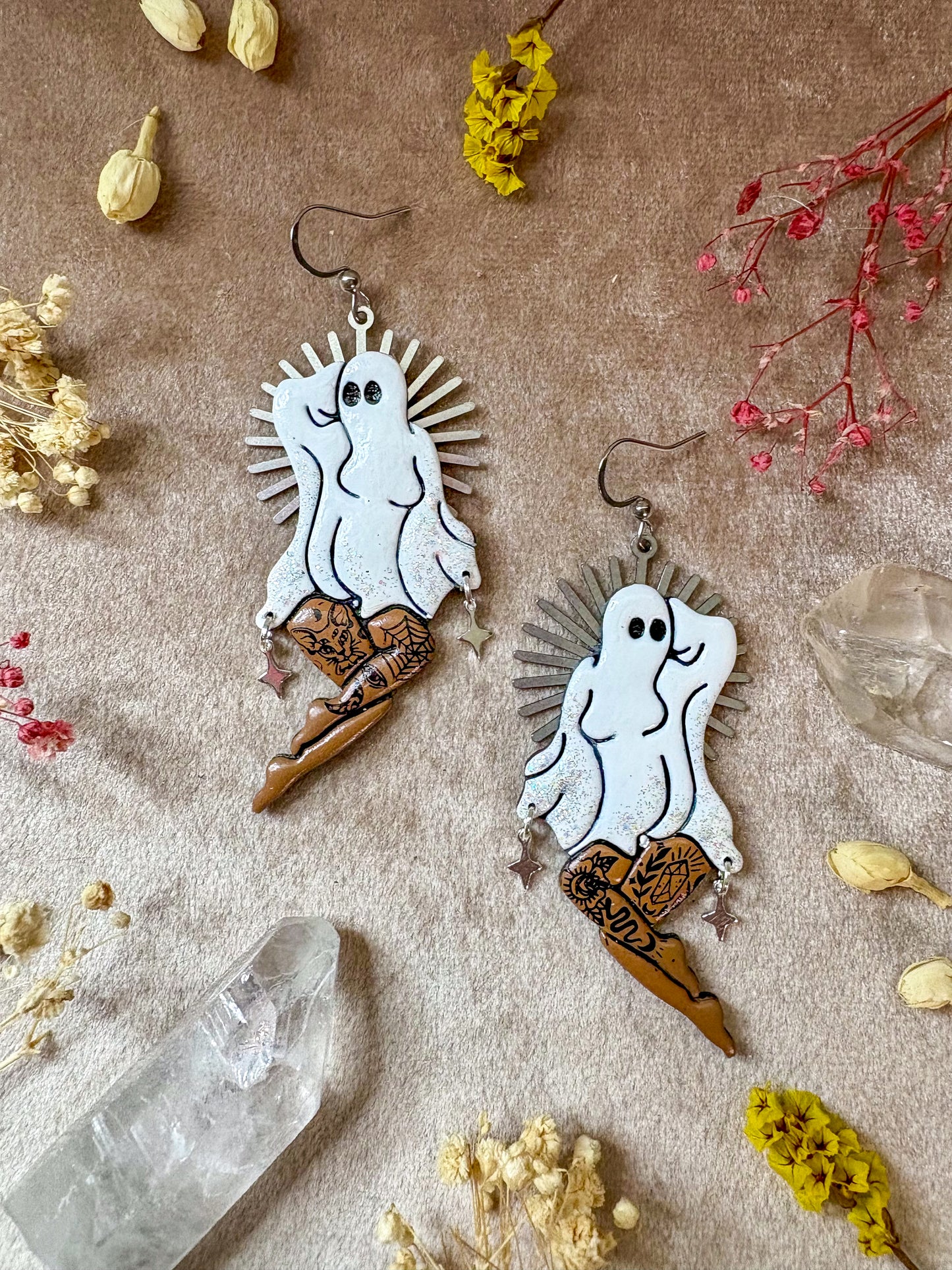 Pin-up Ghost (Silver) Girl Earrings