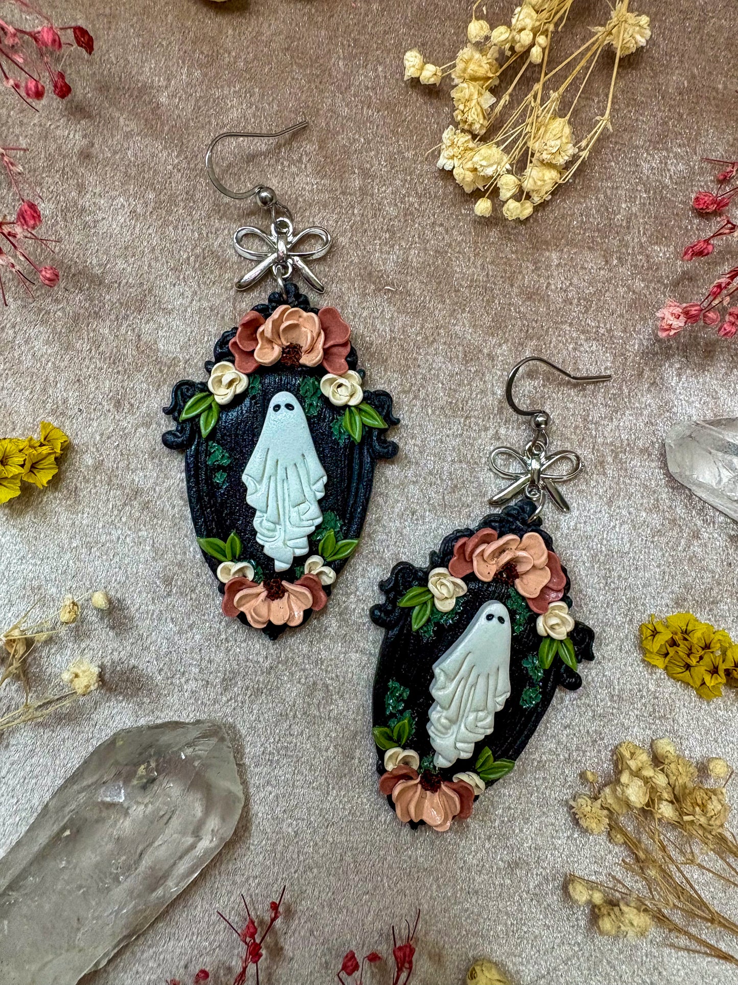 Black Ghost Frame Earrings