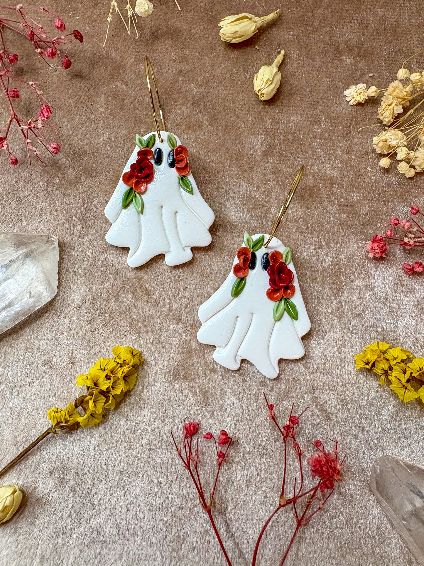 Floral Ghost Hoop Earrings