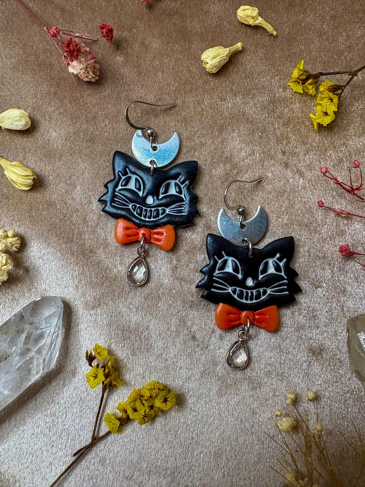 Vintage Halloween Cat Earrings