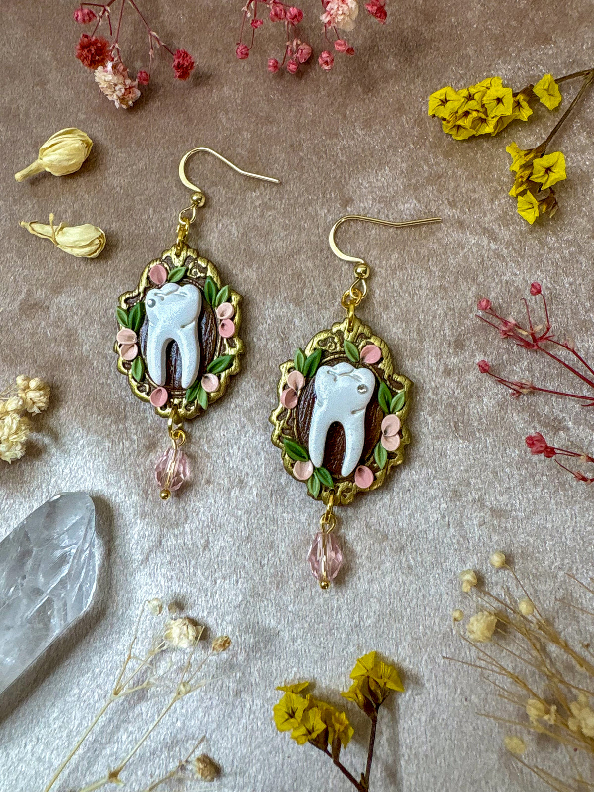 Jeweled Tooth Frame Earrings