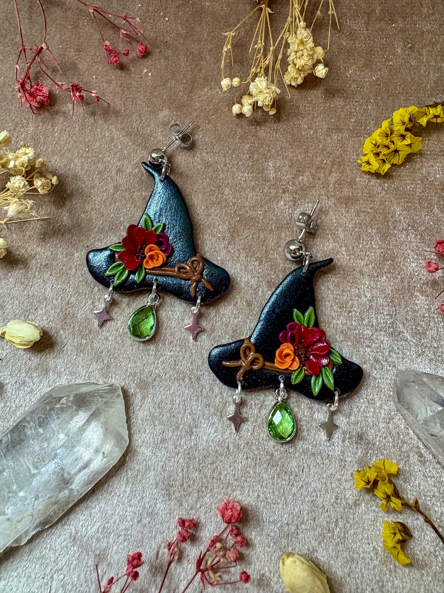 Floral Witch Hat Earrings