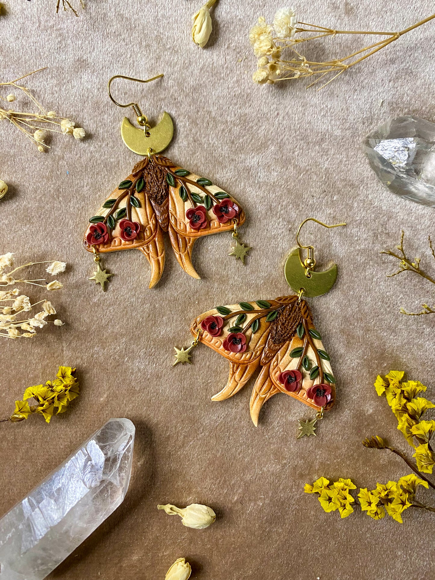 Desert Rose Moth Earrings