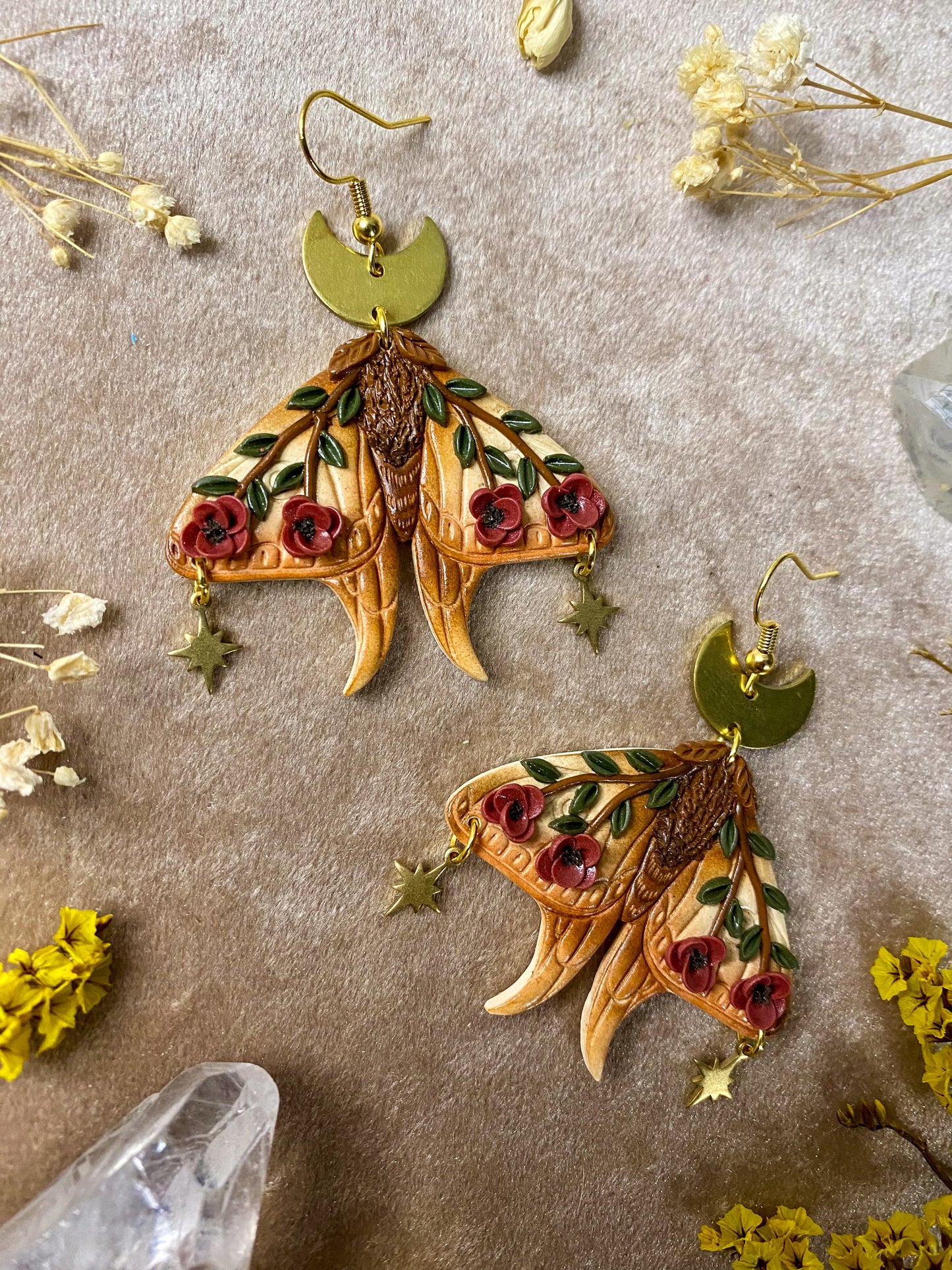 Desert Rose Moth Earrings