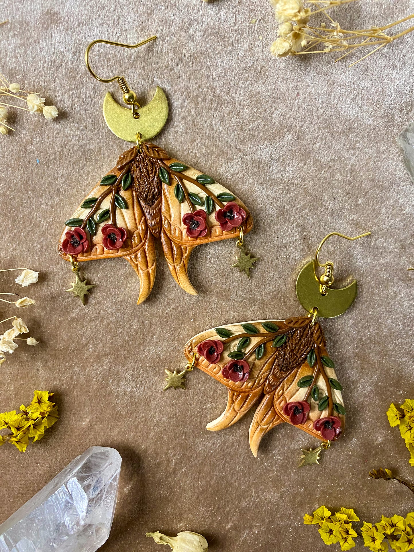 Desert Rose Moth Earrings