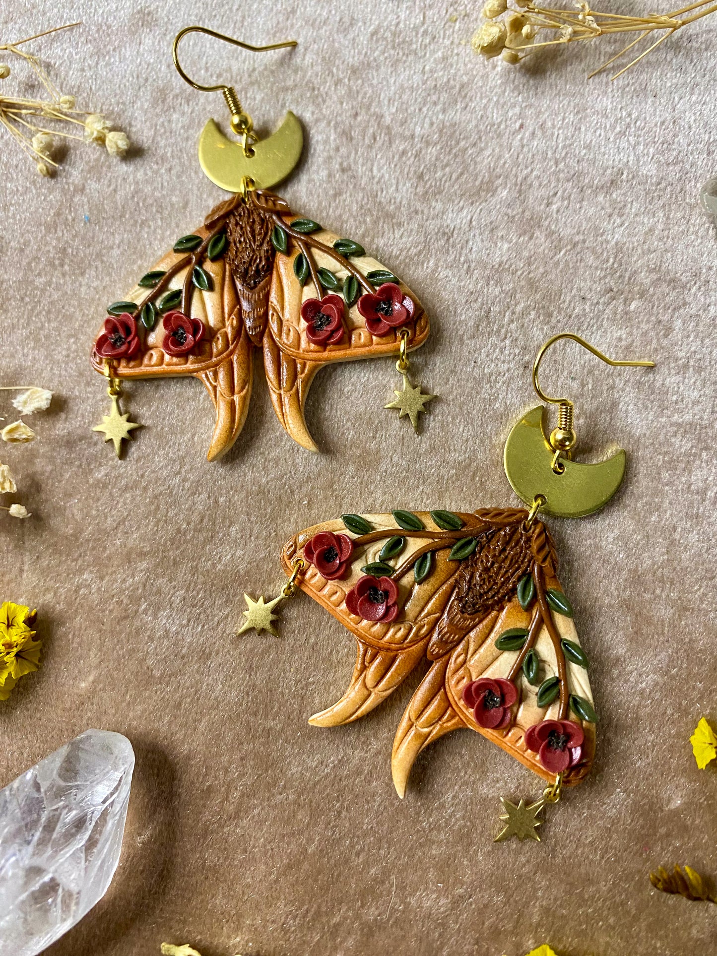 Desert Rose Moth Earrings