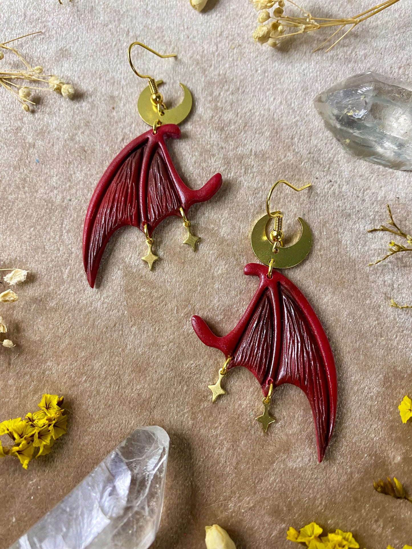 Dragon Wing Earrings - Red