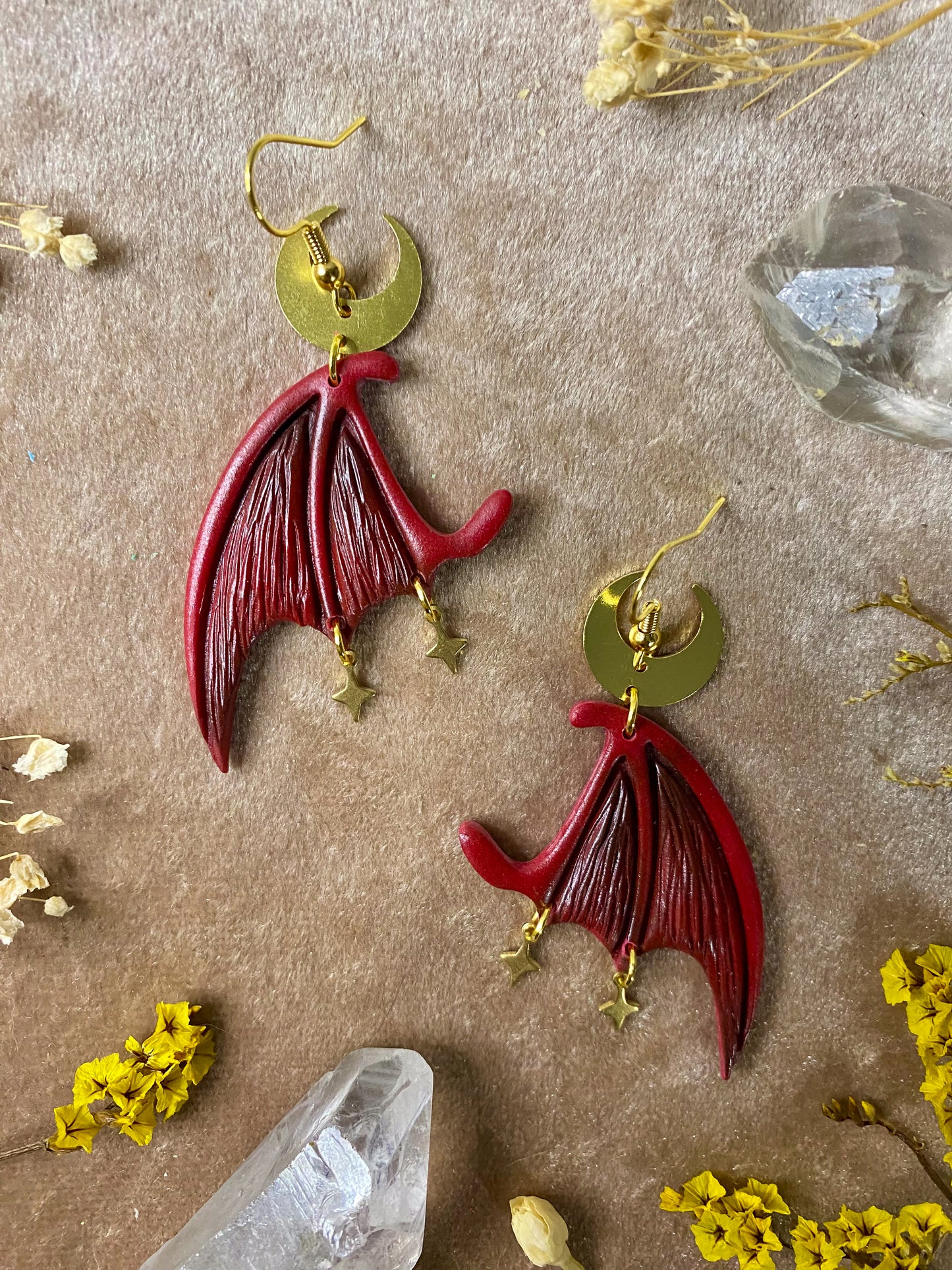 Dragon Wing Earrings - Red