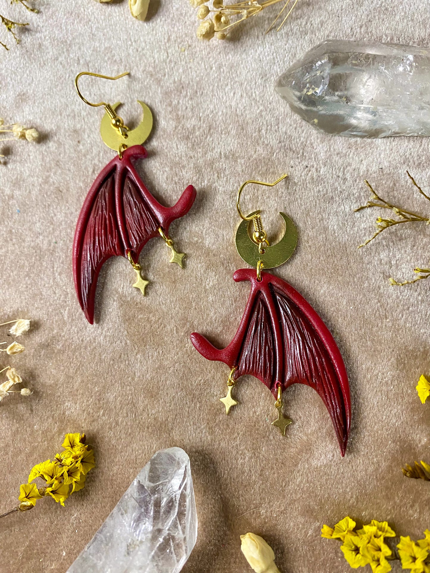 Dragon Wing Earrings - Red