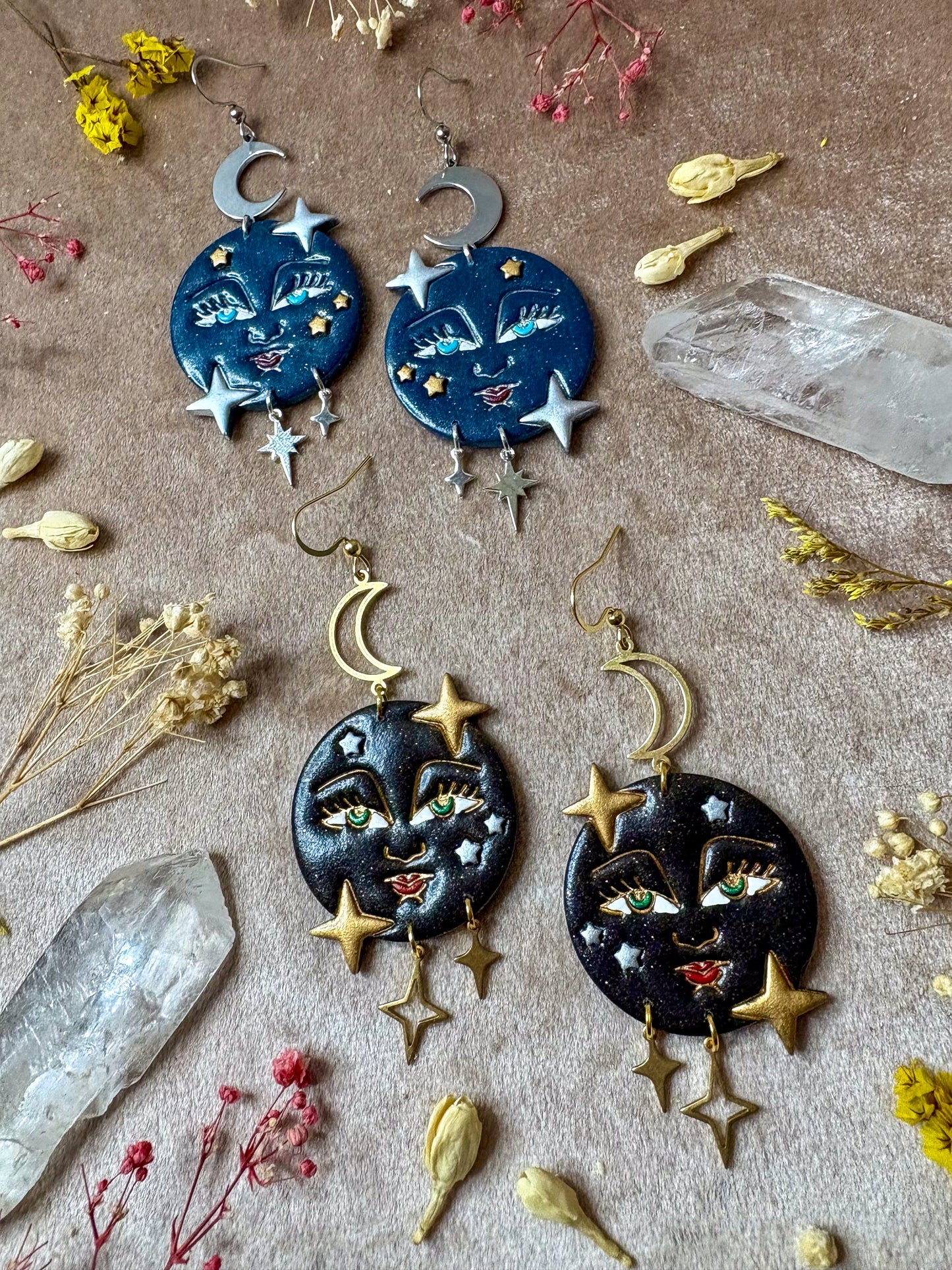 Vintage Fancy Moon Earrings
