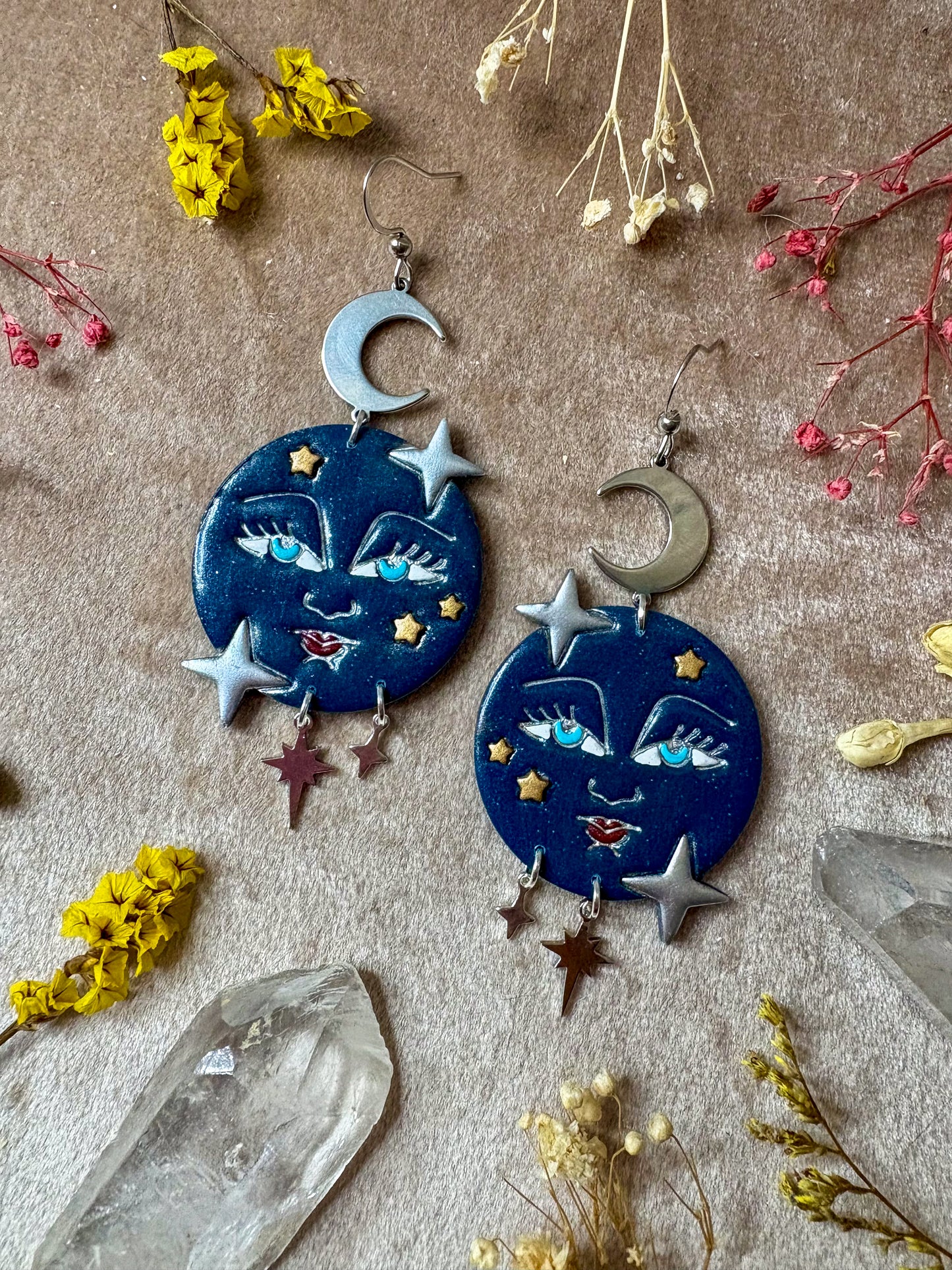 Vintage Fancy Moon Earrings