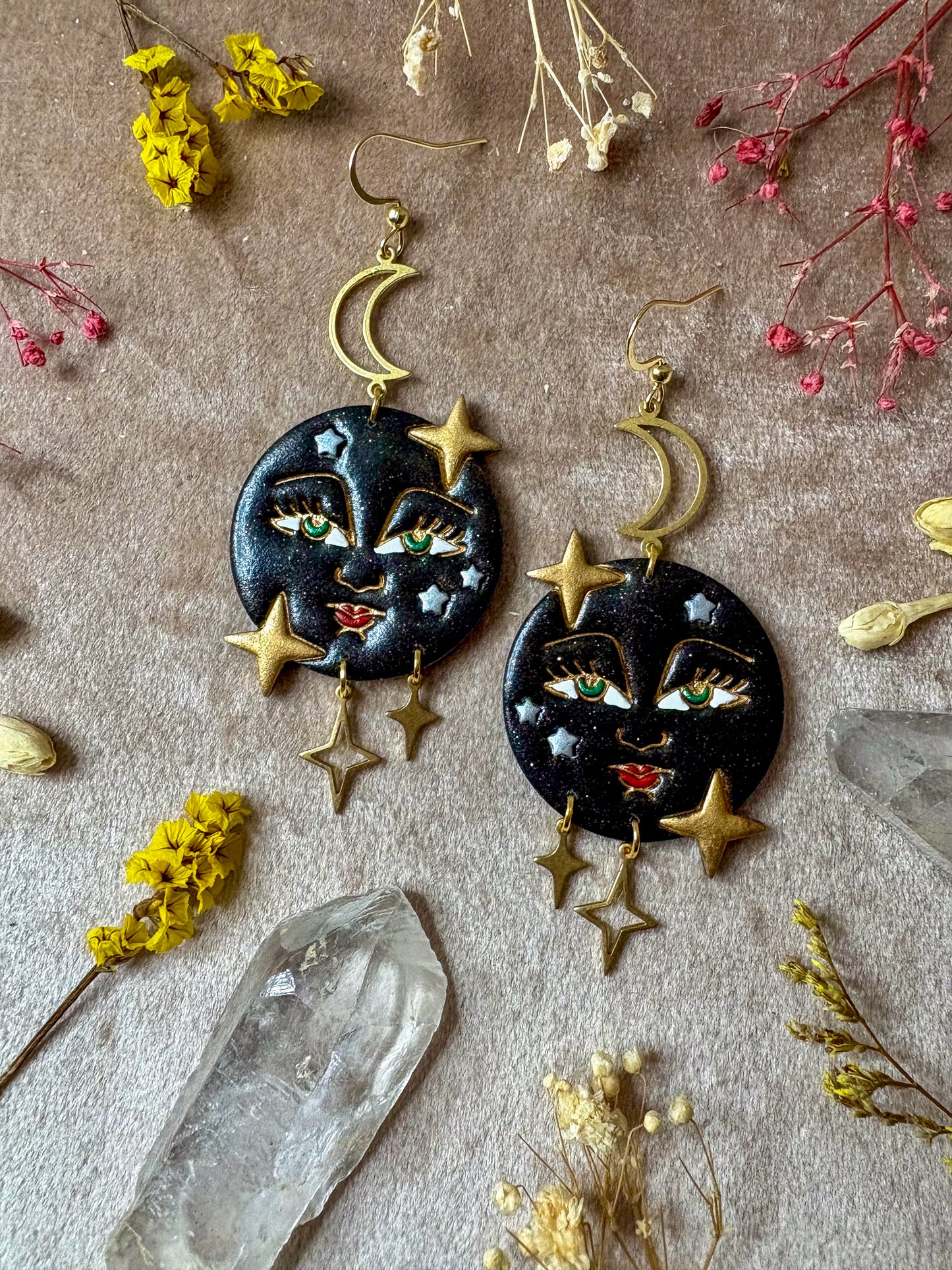 Vintage Fancy Moon Earrings