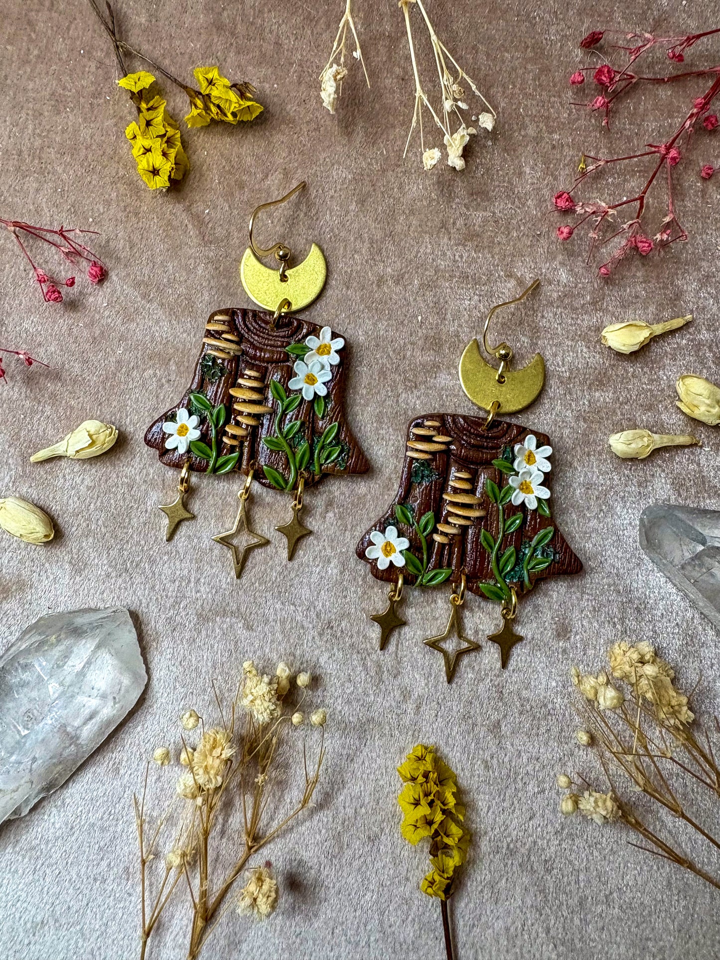 Mushroom Tree Trunk Earrings