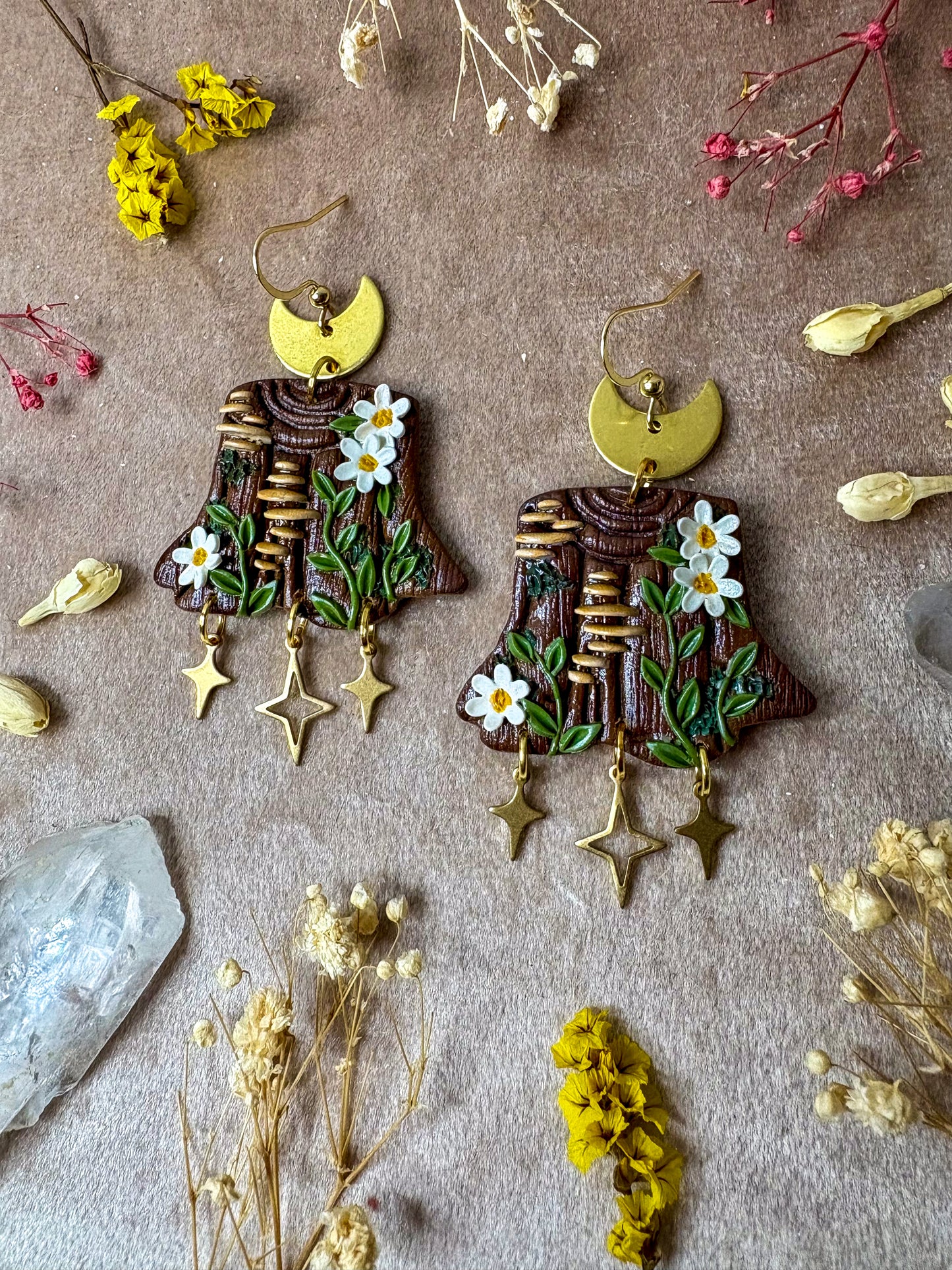 Mushroom Tree Trunk Earrings