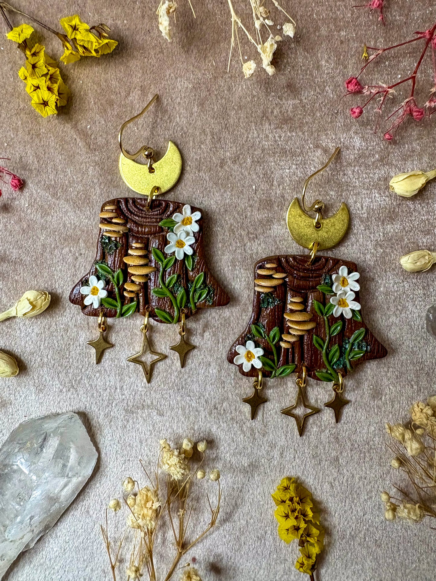 Mushroom Tree Trunk Earrings