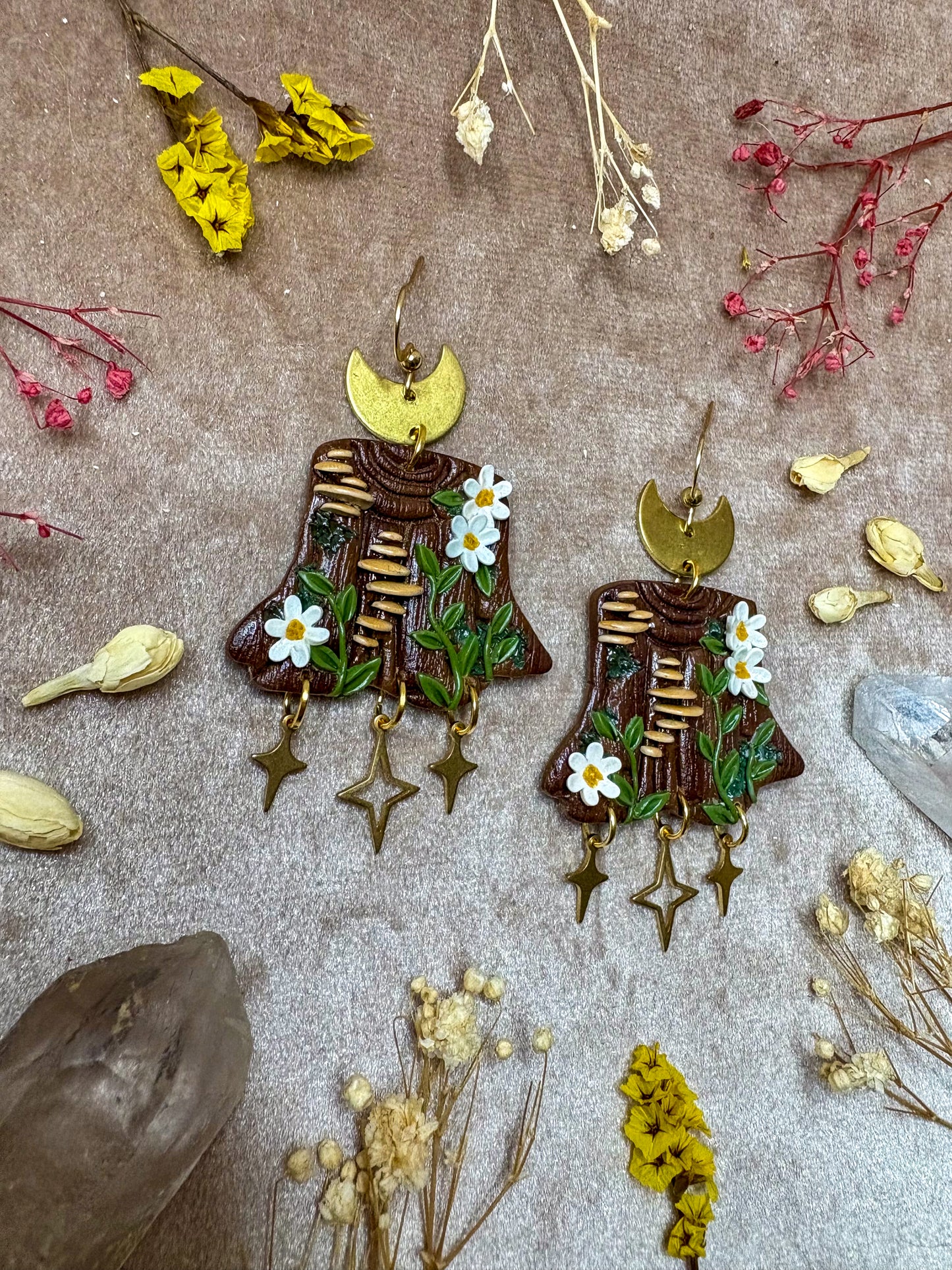 Mushroom Tree Trunk Earrings