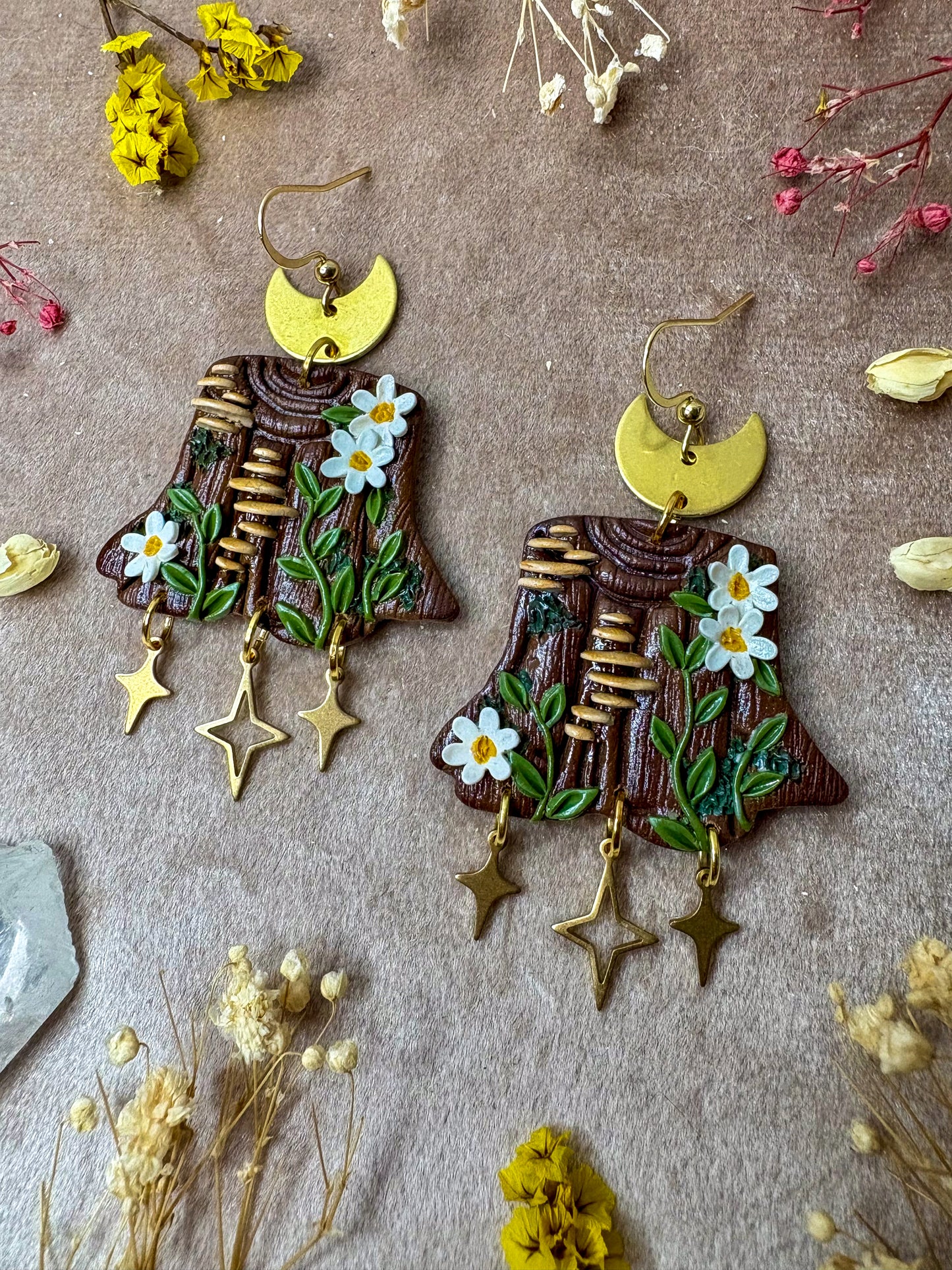 Mushroom Tree Trunk Earrings