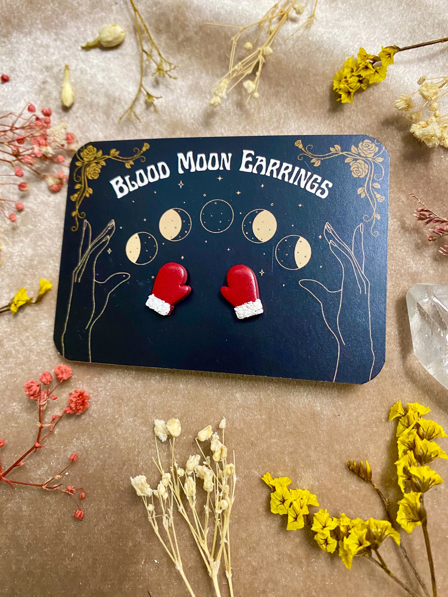 Red Mitten Stud Earrings