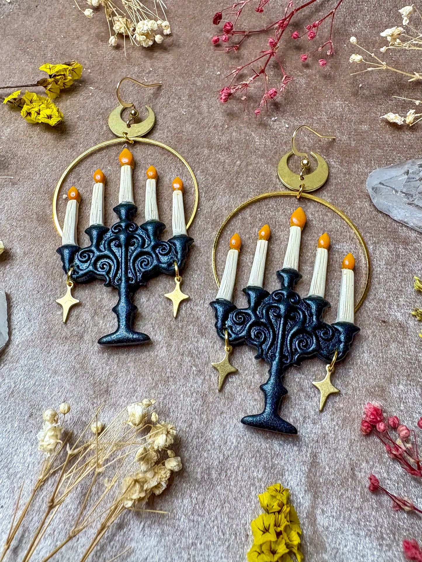 Black Candelabra Earrings