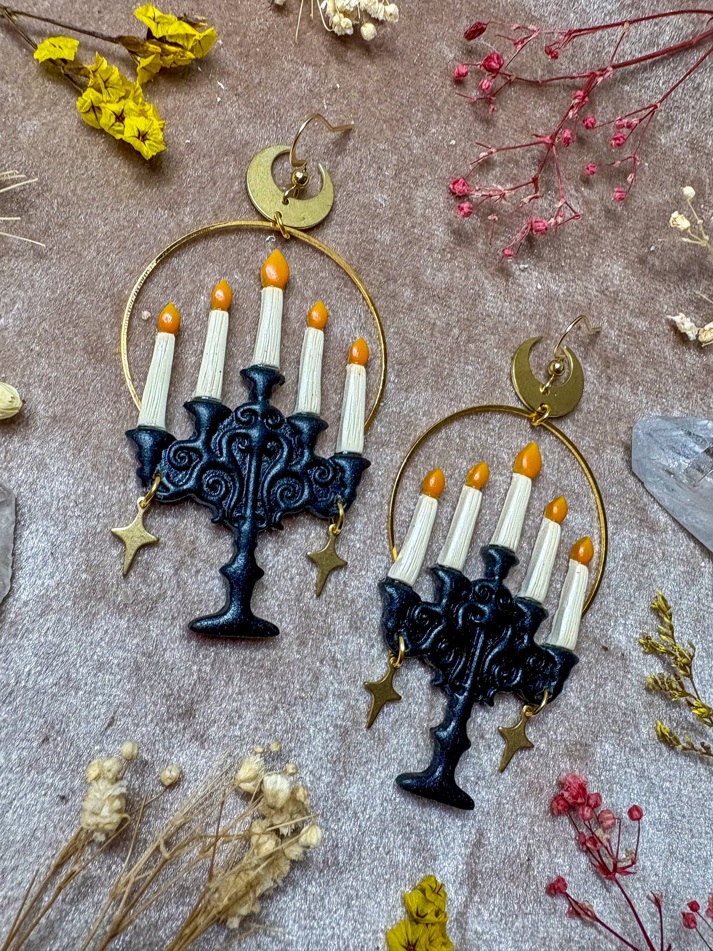 Black Candelabra Earrings