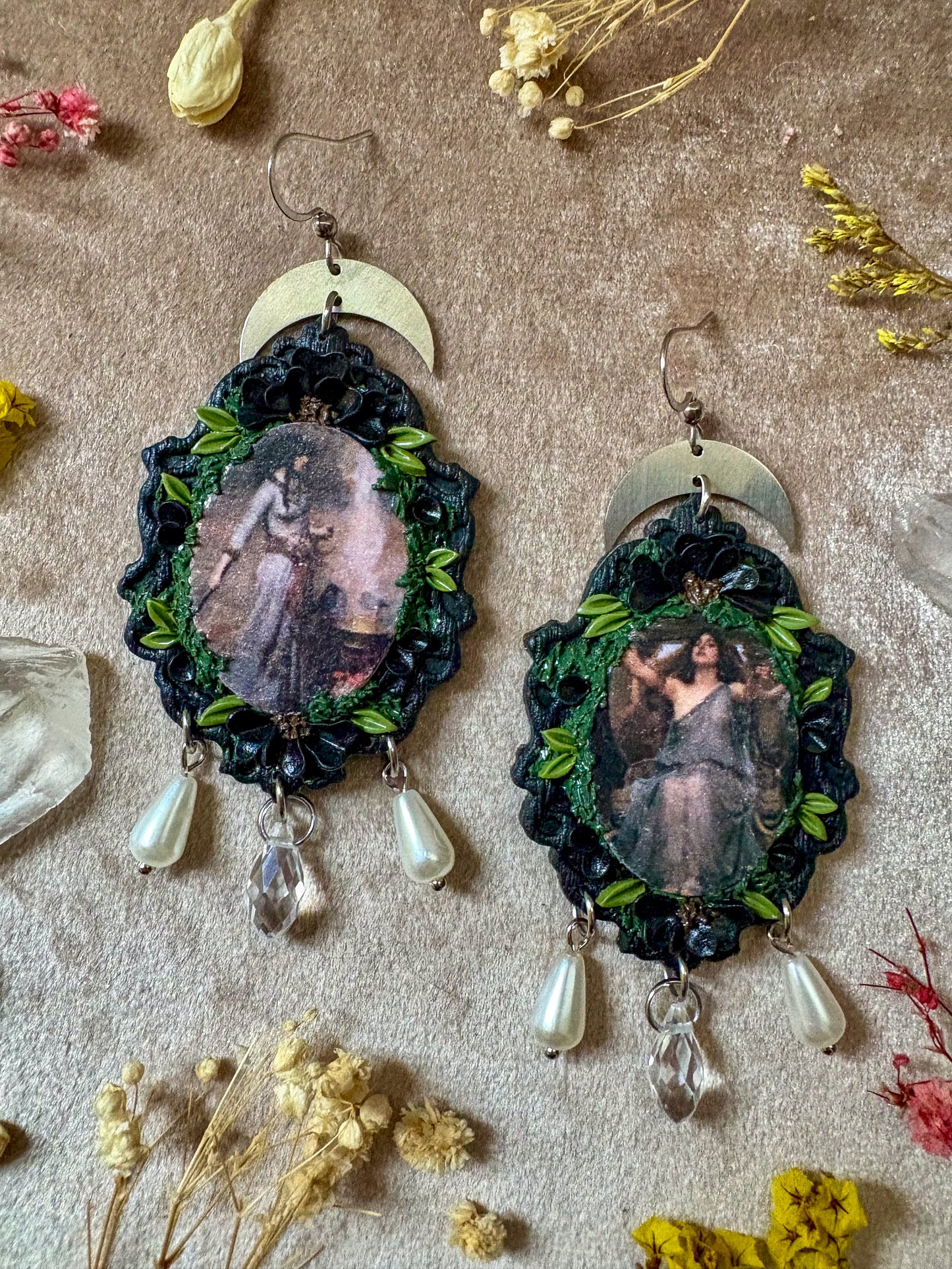 Waterhouses's "Circe Offering the Cup to Ulysses" and "The Magic Circle" Painting Earrings