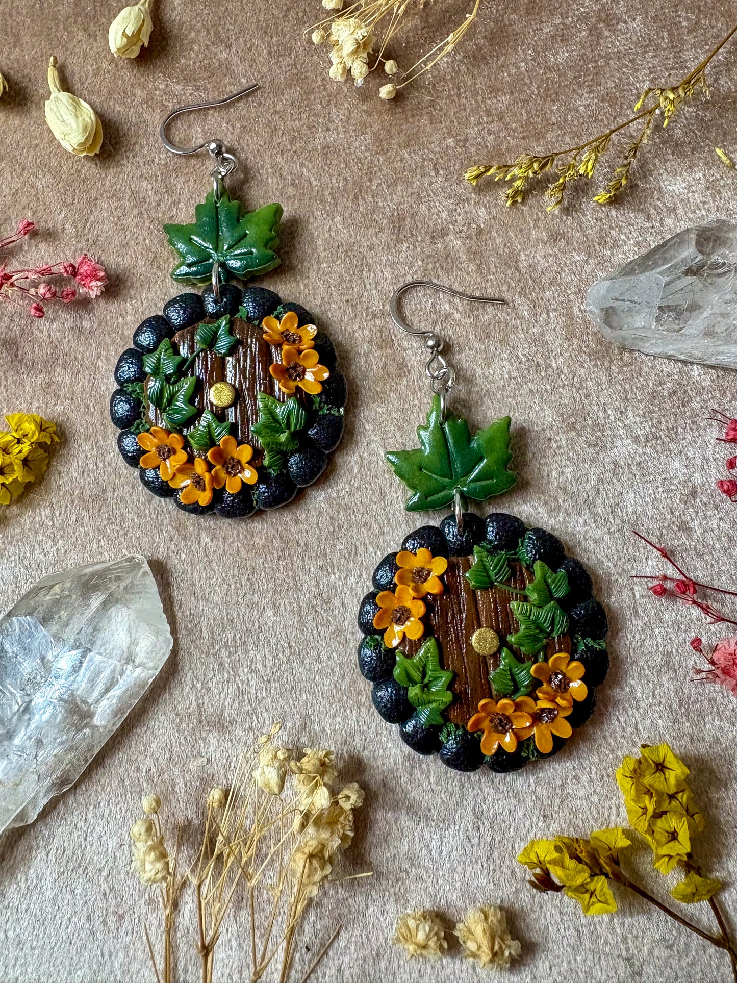 Sunflower Hobbit Door Earrings