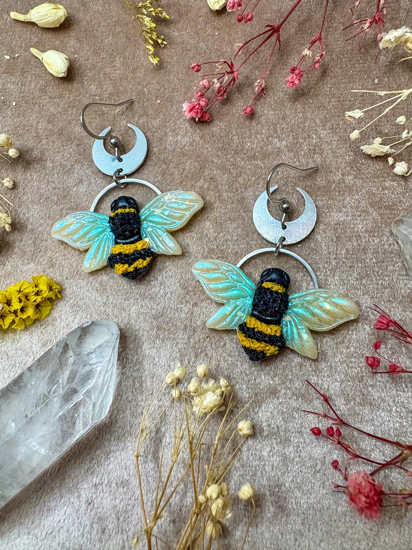 Iridescent Bee Earrings