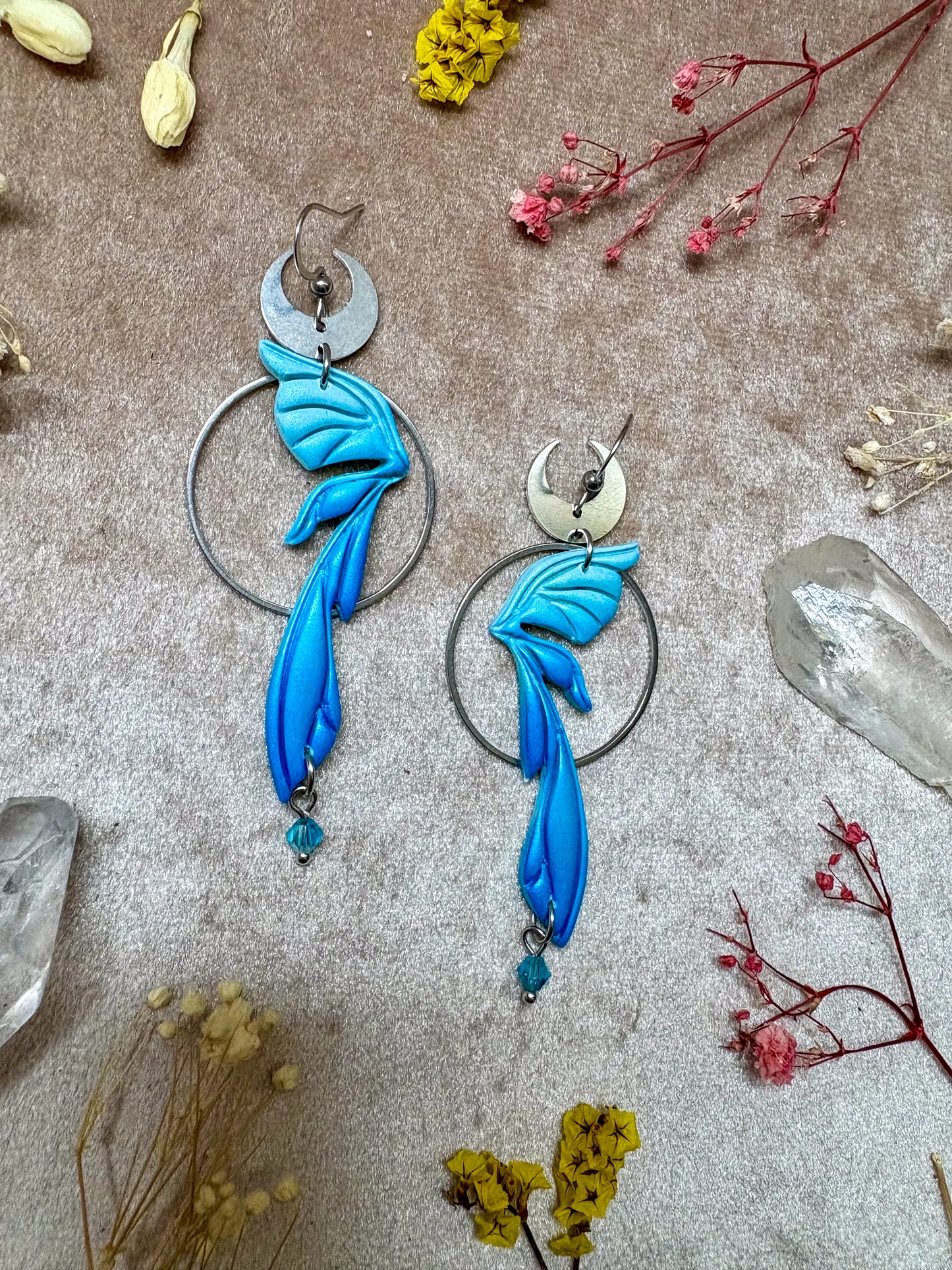 Gemstone Fairy Wing Earrings - Sapphire