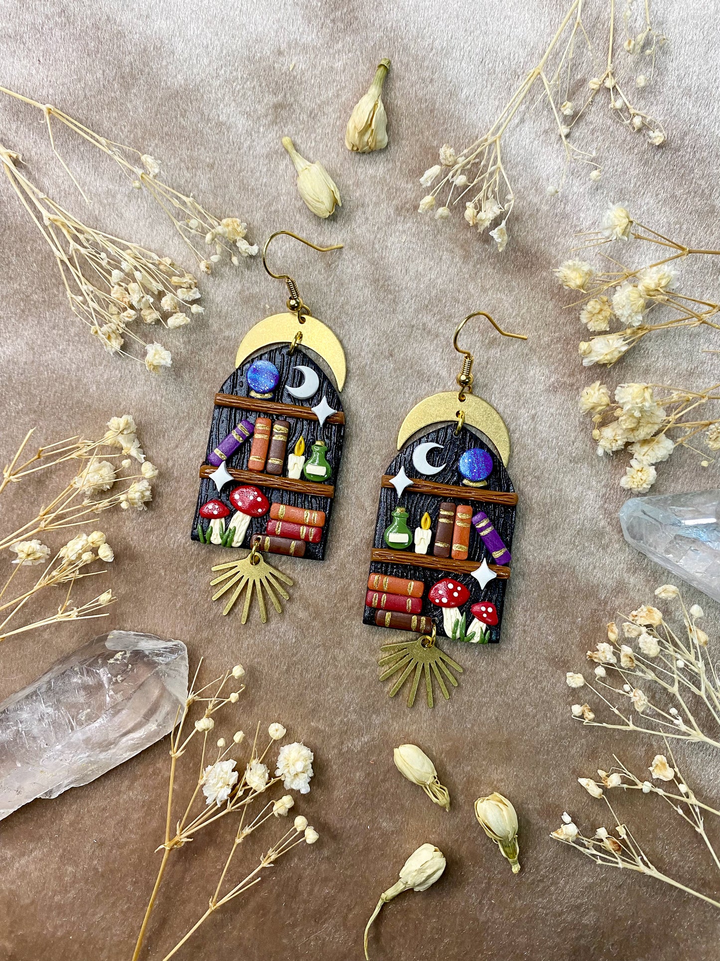 Black Mystic Bookshelf Earrings