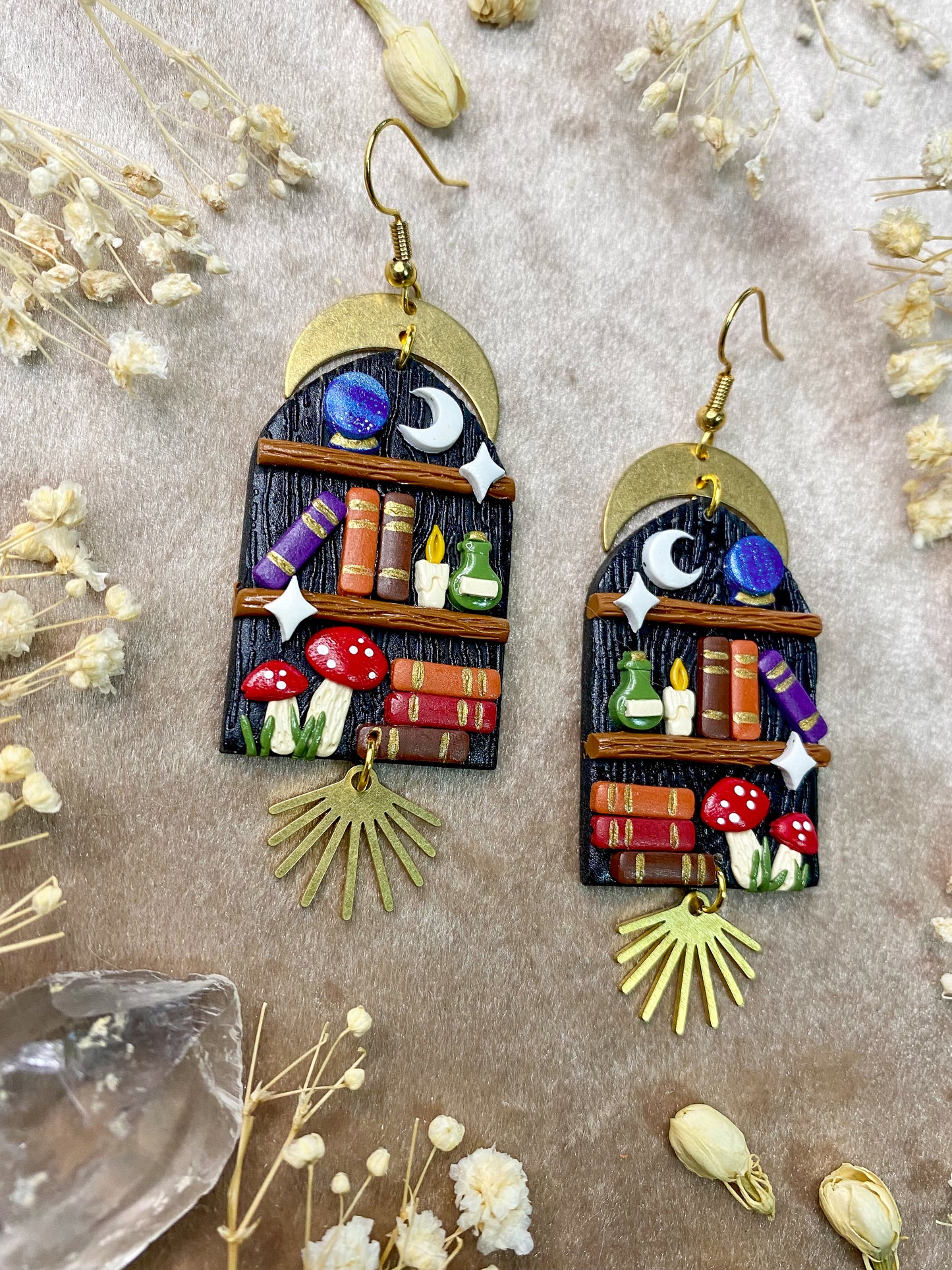 Black Mystic Bookshelf Earrings