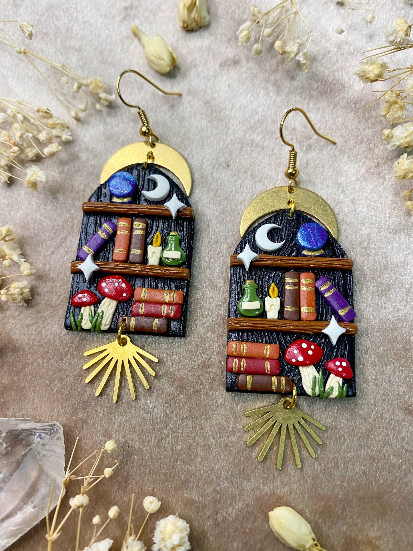 Black Mystic Bookshelf Earrings