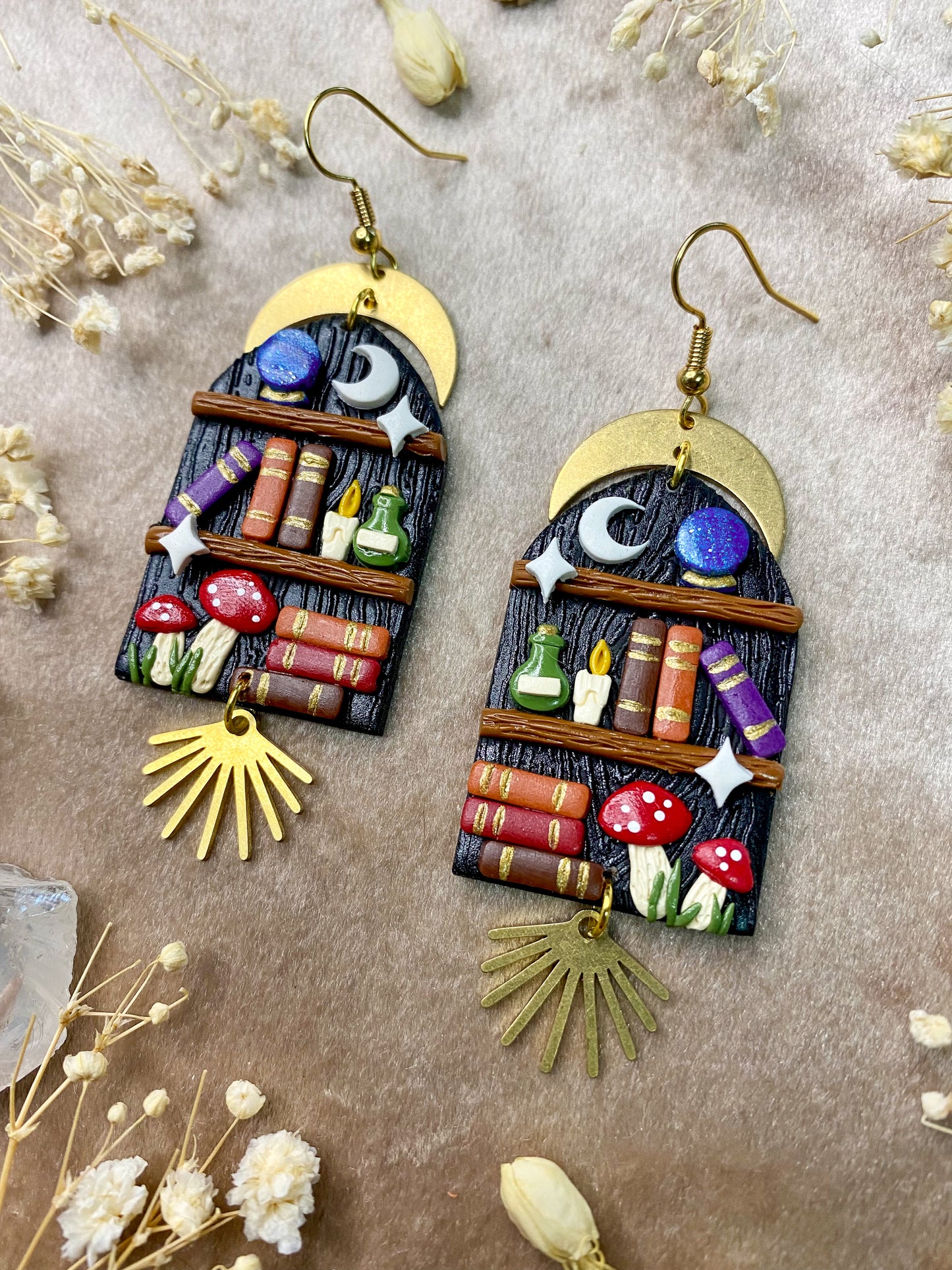 Black Mystic Bookshelf Earrings