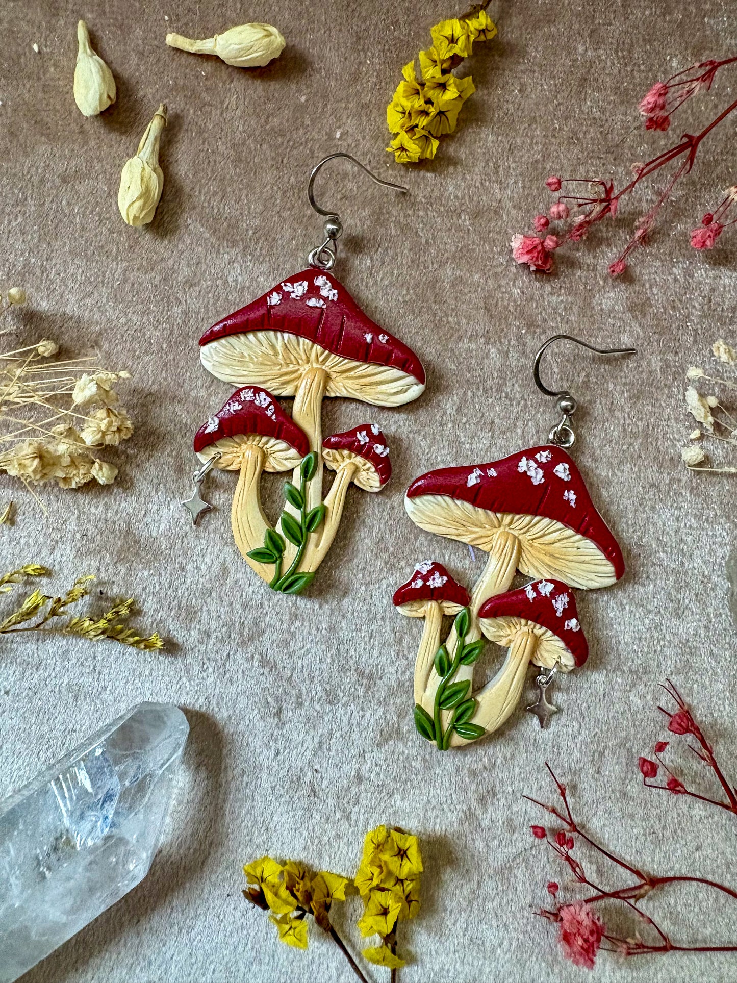 Triple Mushroom Earrings