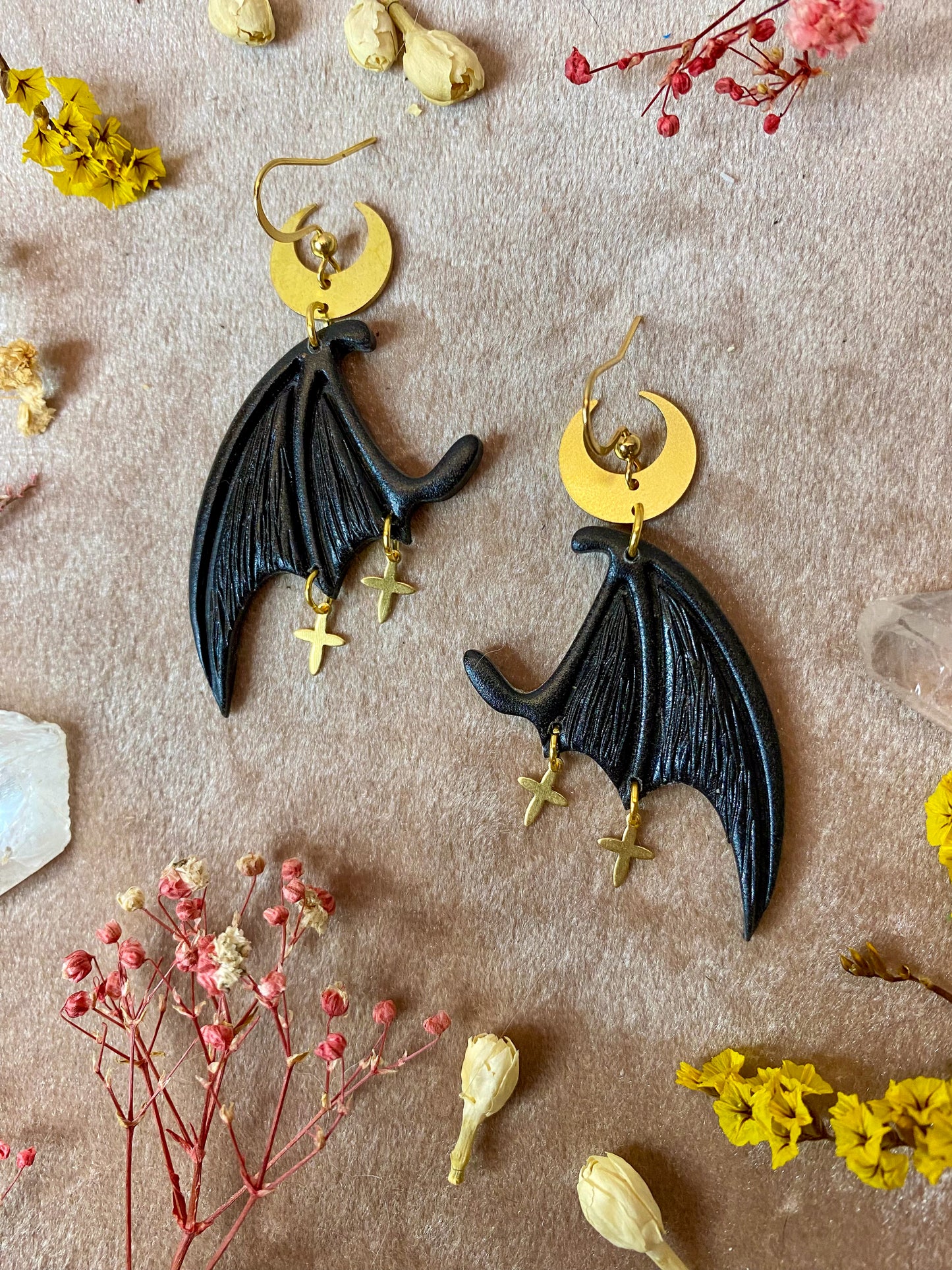 Dragon Wing Earrings - Black