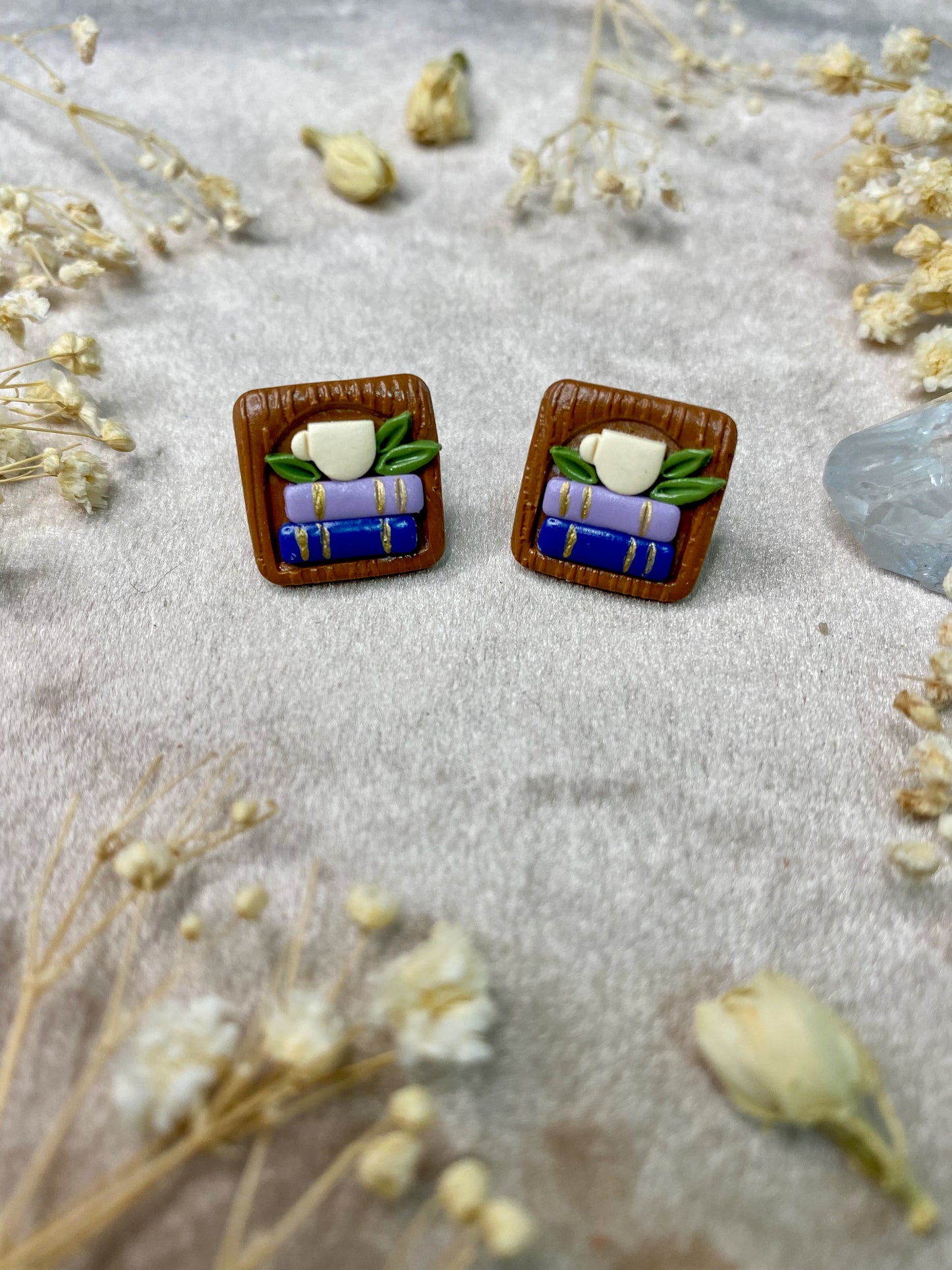 Books and Beverage Stud Earrings
