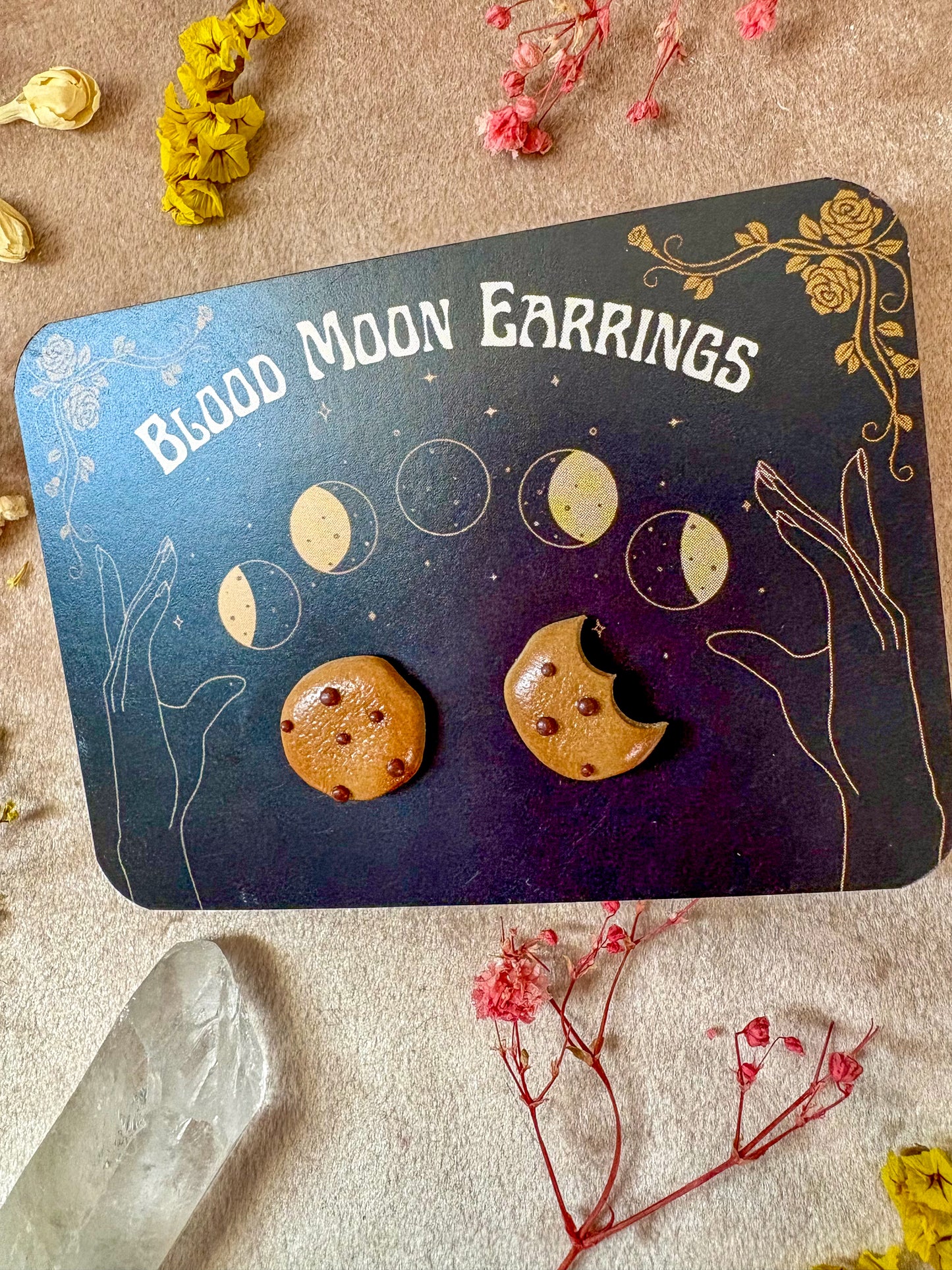 Bitten Chocolate Chip Cookie Stud Earrings