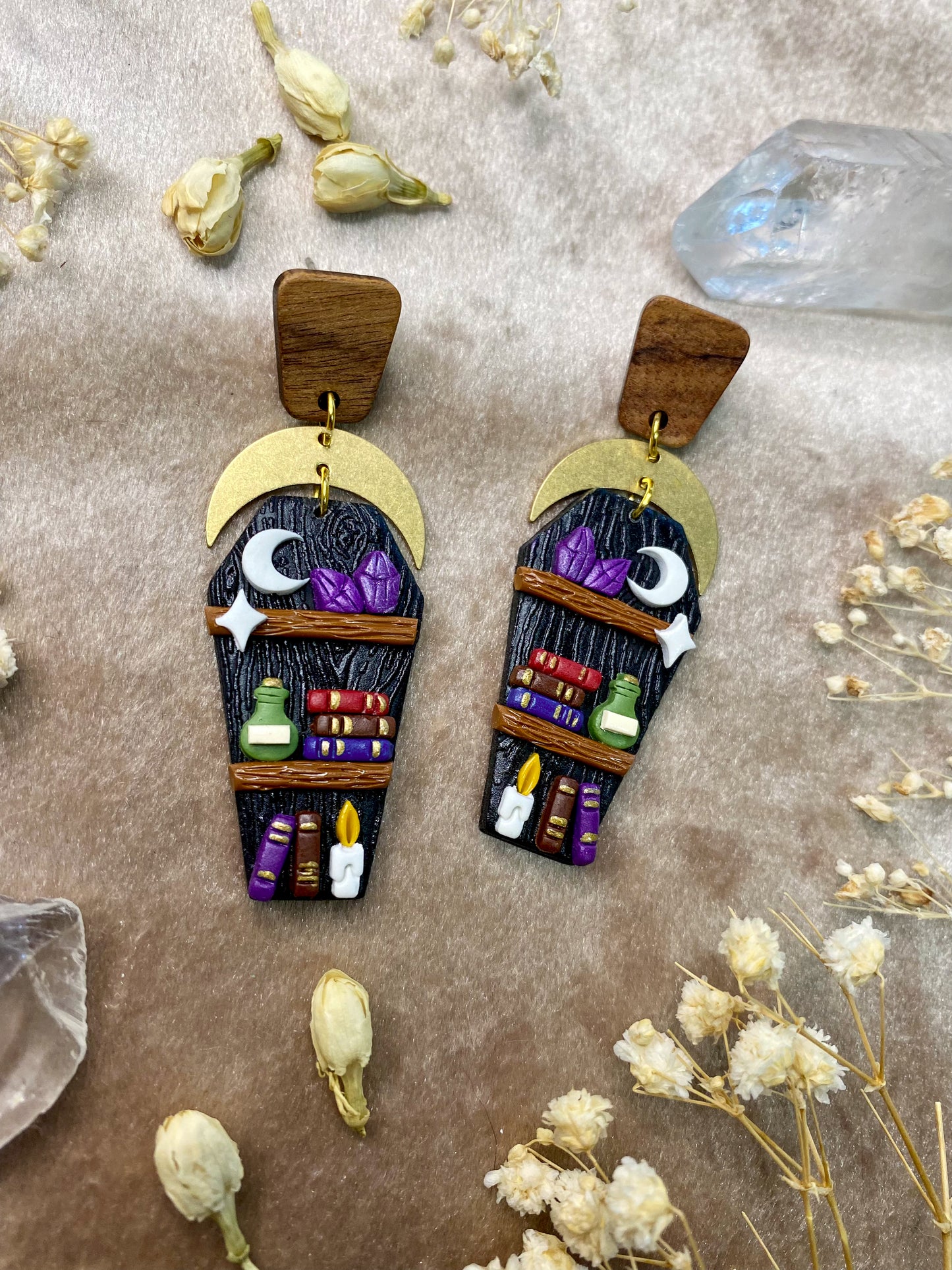 Black Coffin Bookcase Earrings