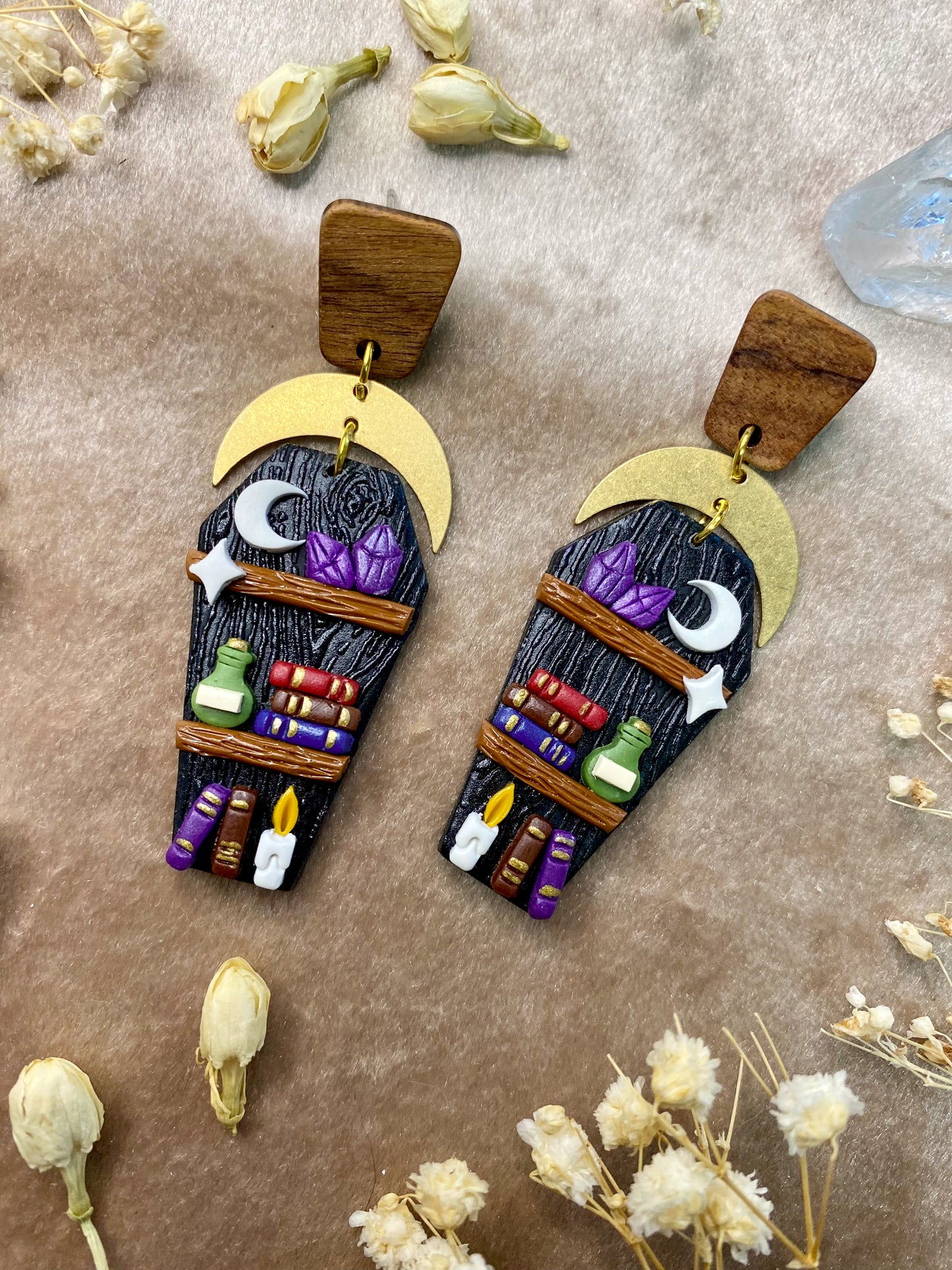 Black Coffin Bookcase Earrings