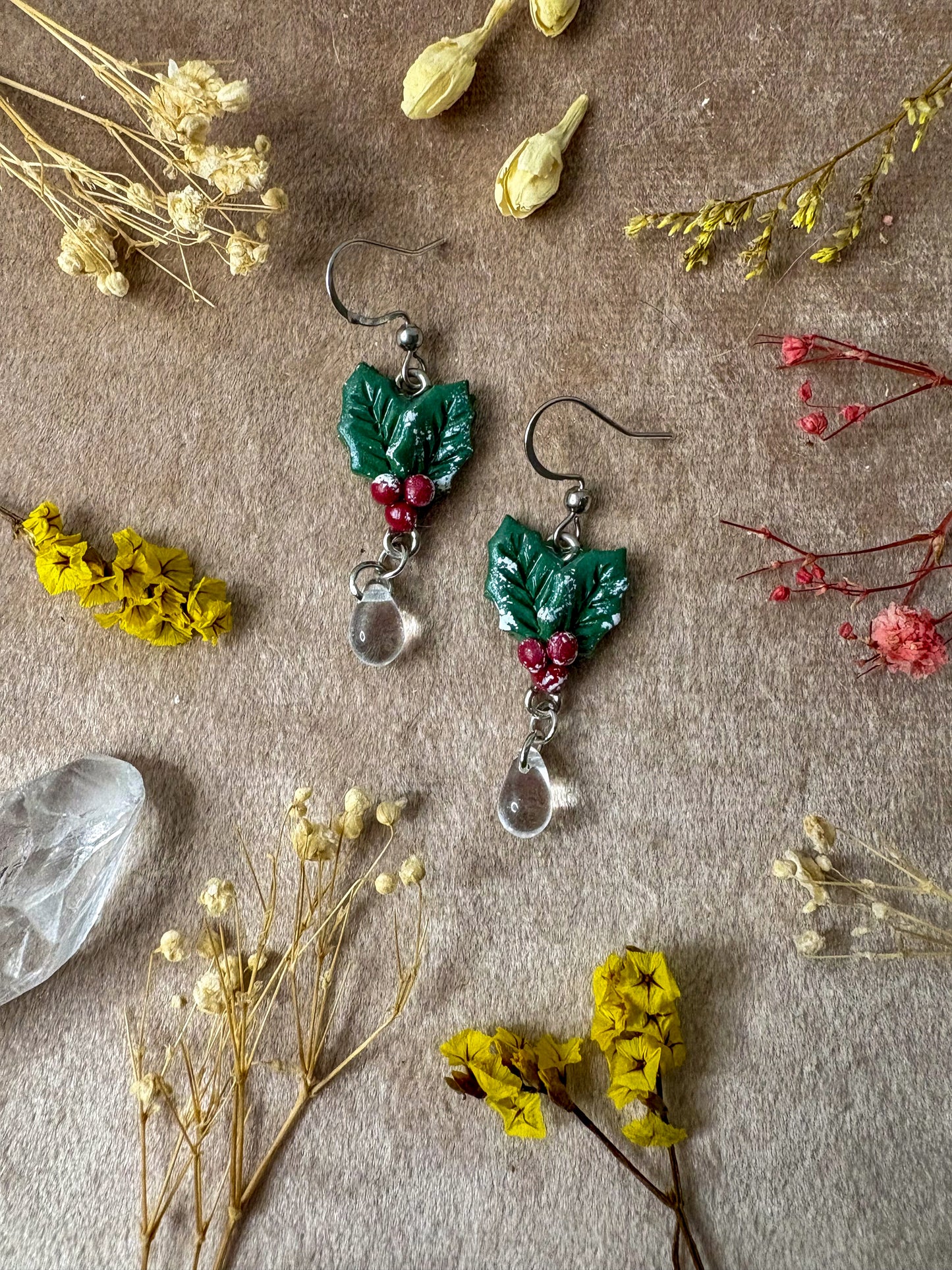 Holly and Berries Midi Earrings