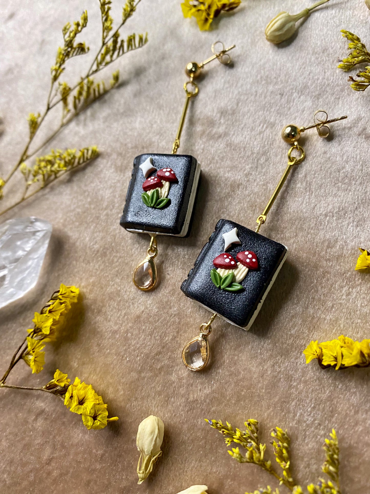Mushroom Book Earrings