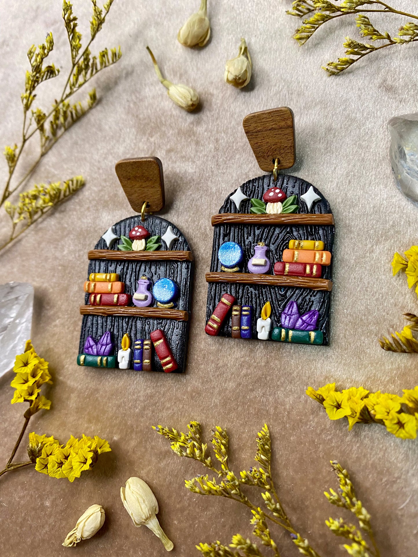 Magical Black Bookcase Earrings