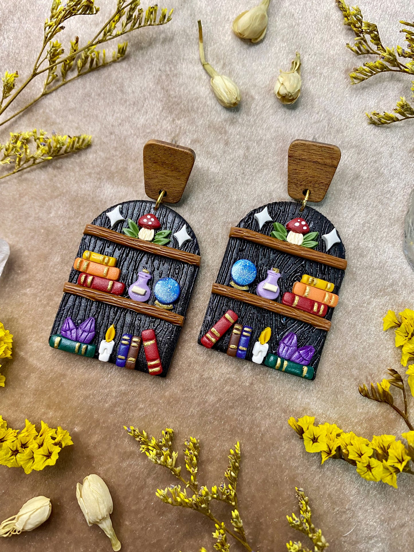 Magical Black Bookcase Earrings