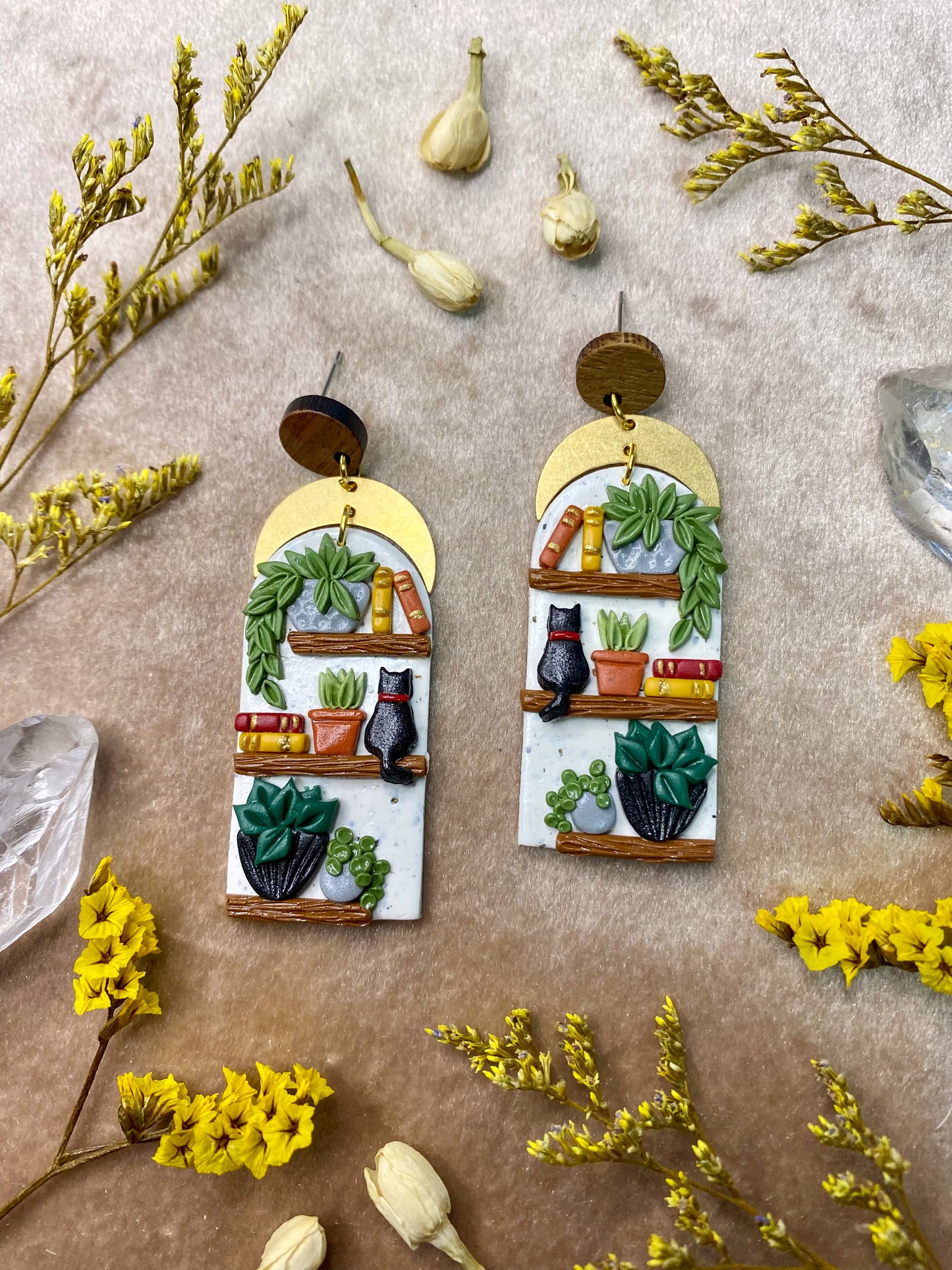 White Granite Bookcase Earrings