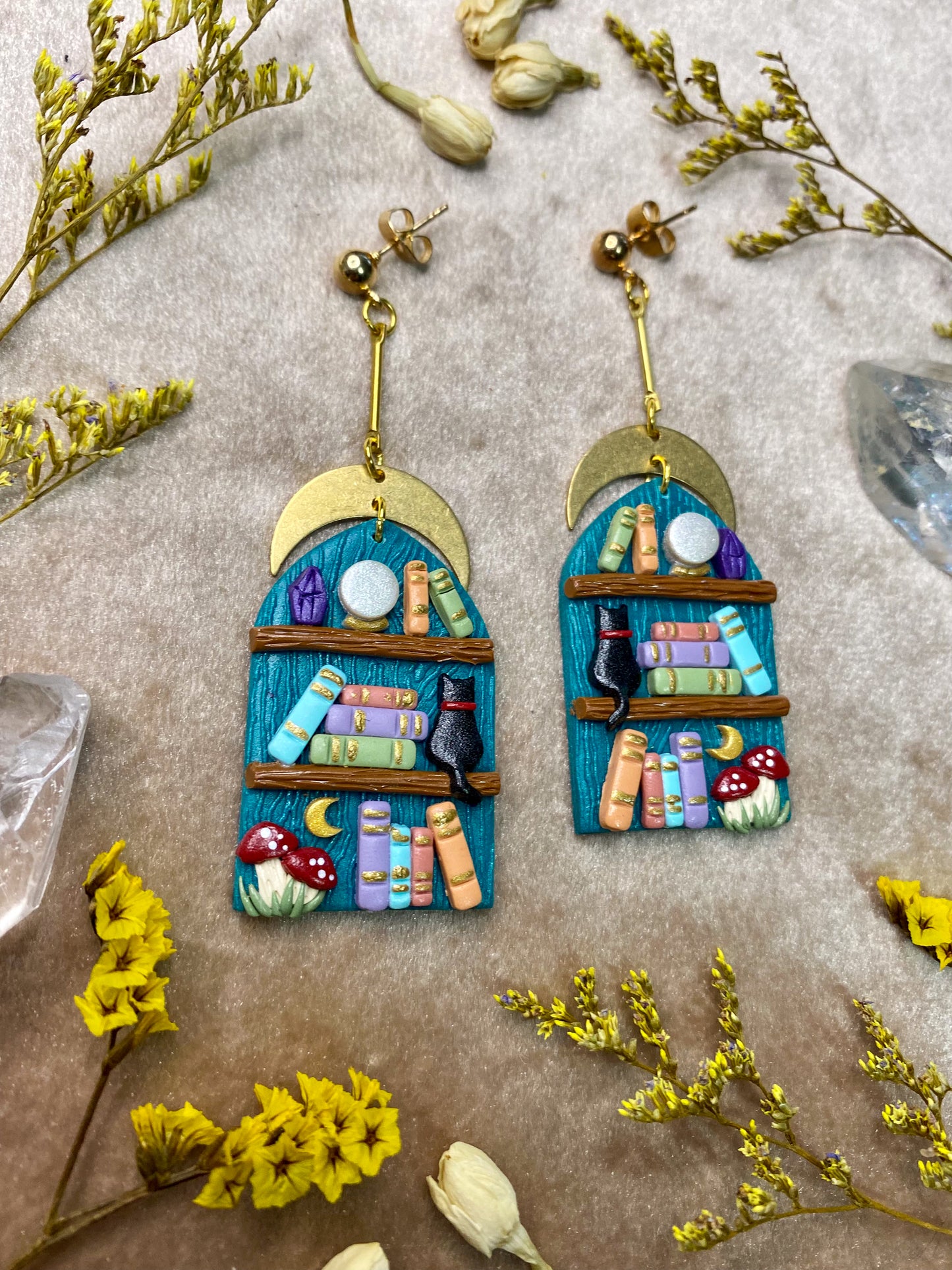 Teal Mystic Bookcase Earrings