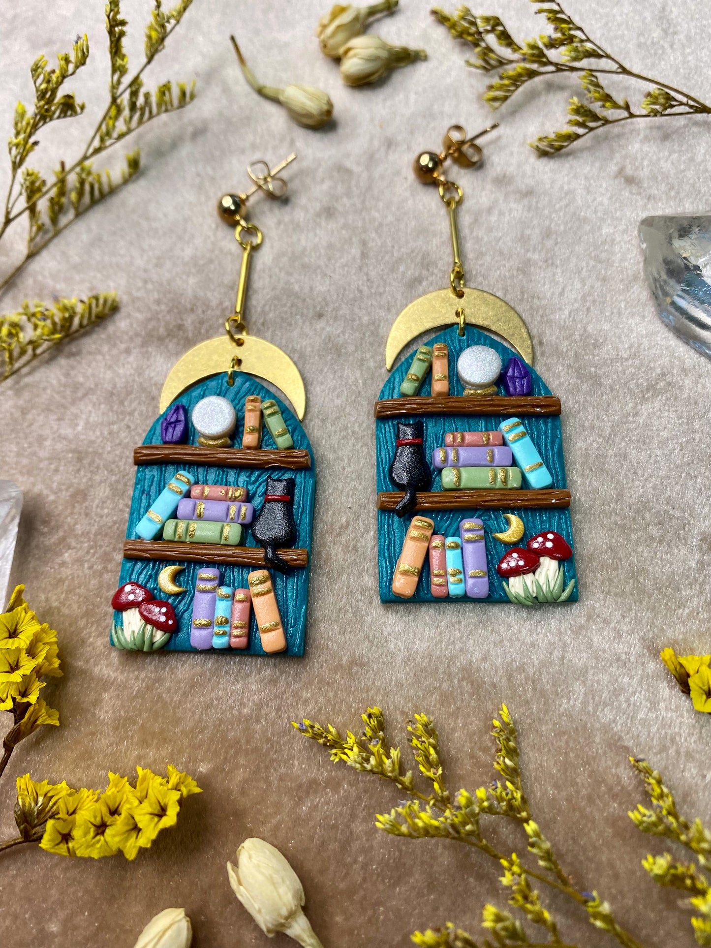 Teal Mystic Bookcase Earrings