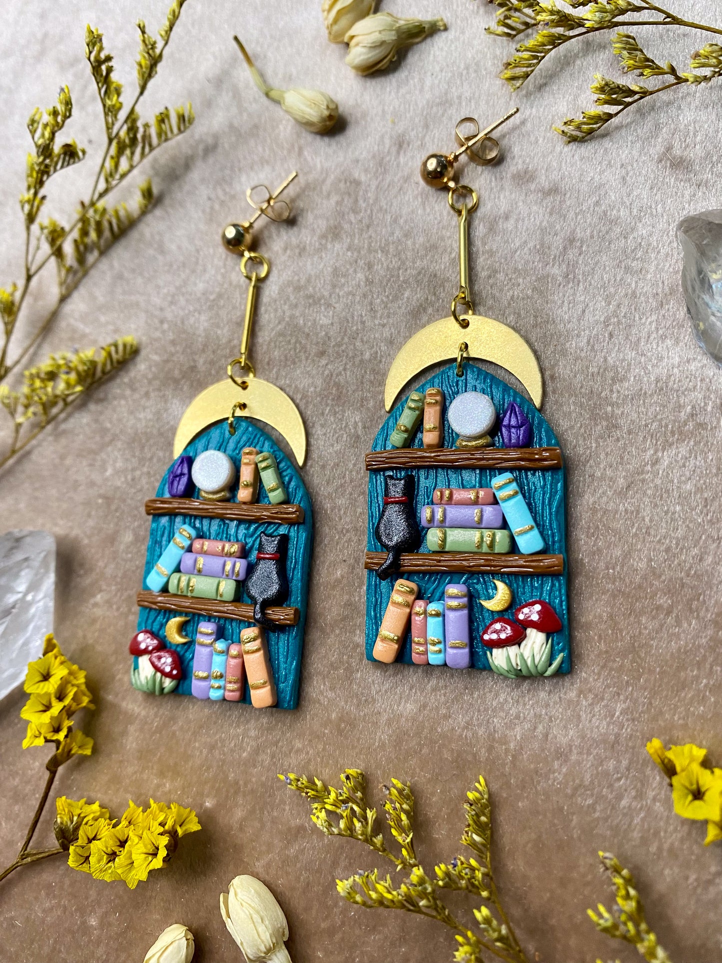 Teal Mystic Bookcase Earrings