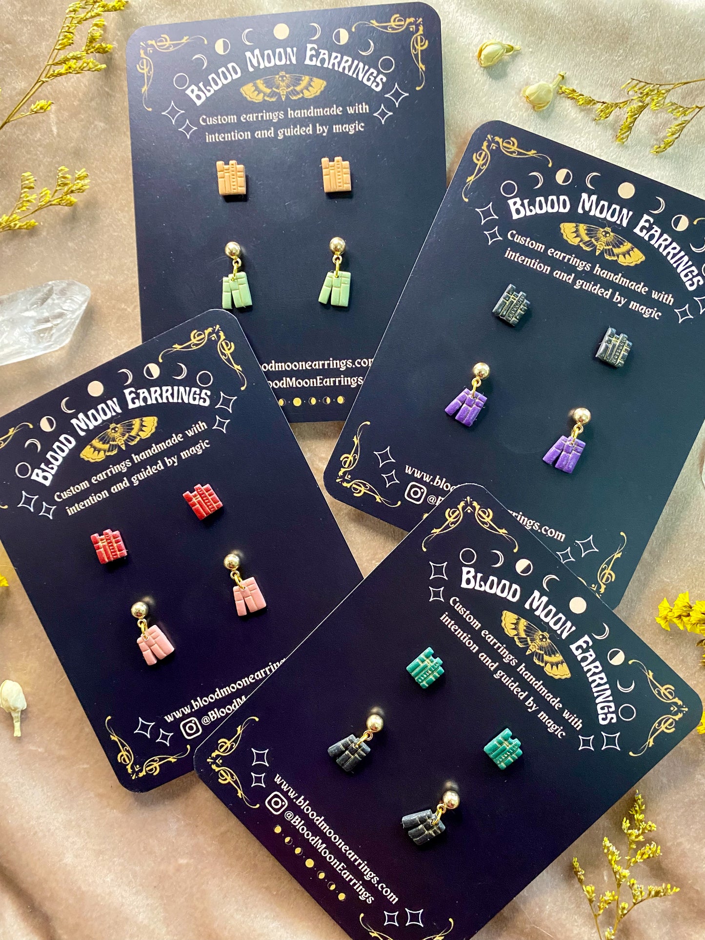 book stud and dangle polymer clay pack of earrings