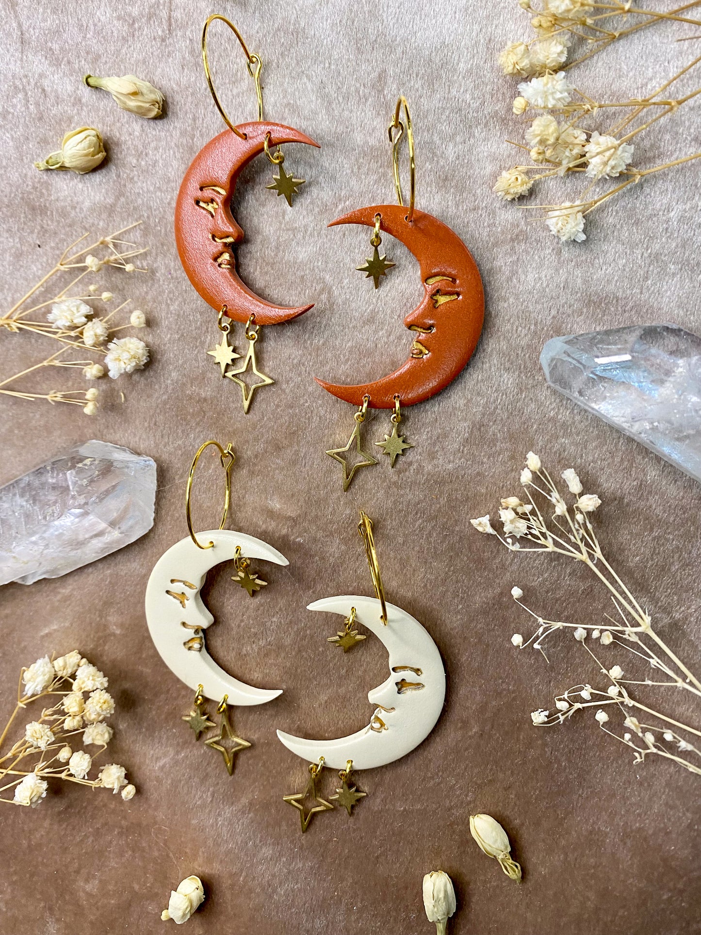 Starry Moon Hoop Earrings