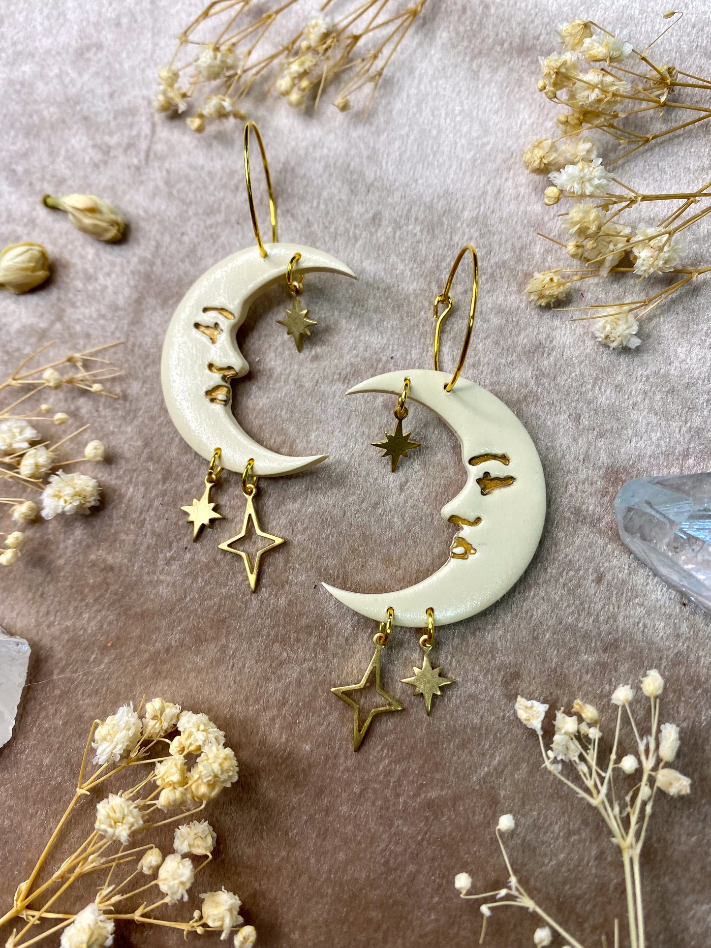 Starry Moon Hoop Earrings